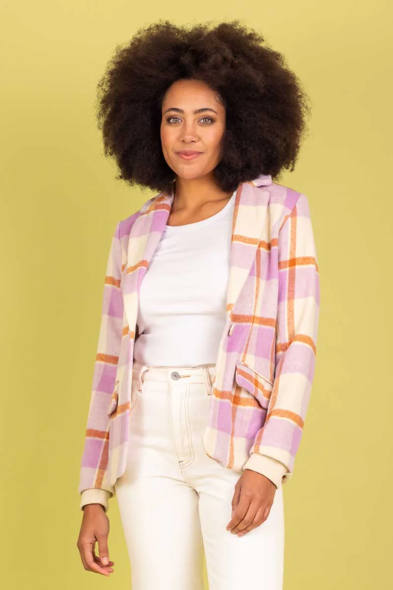 Charlo Nadia Blazer Liliac Check - Image 4