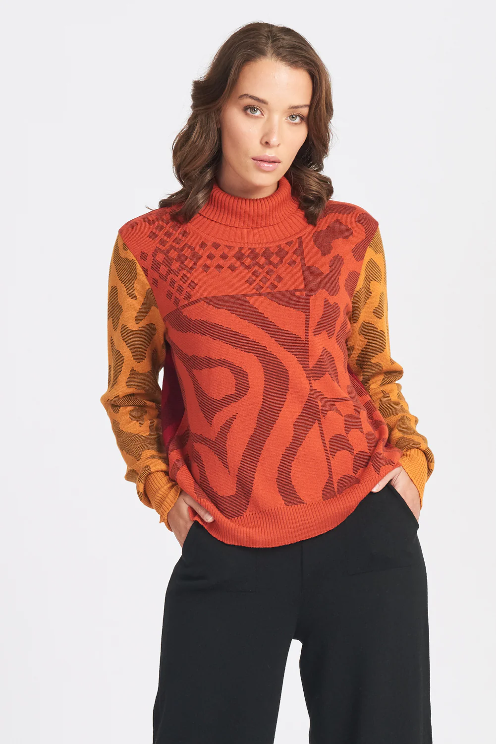Colour Block Print Jumper