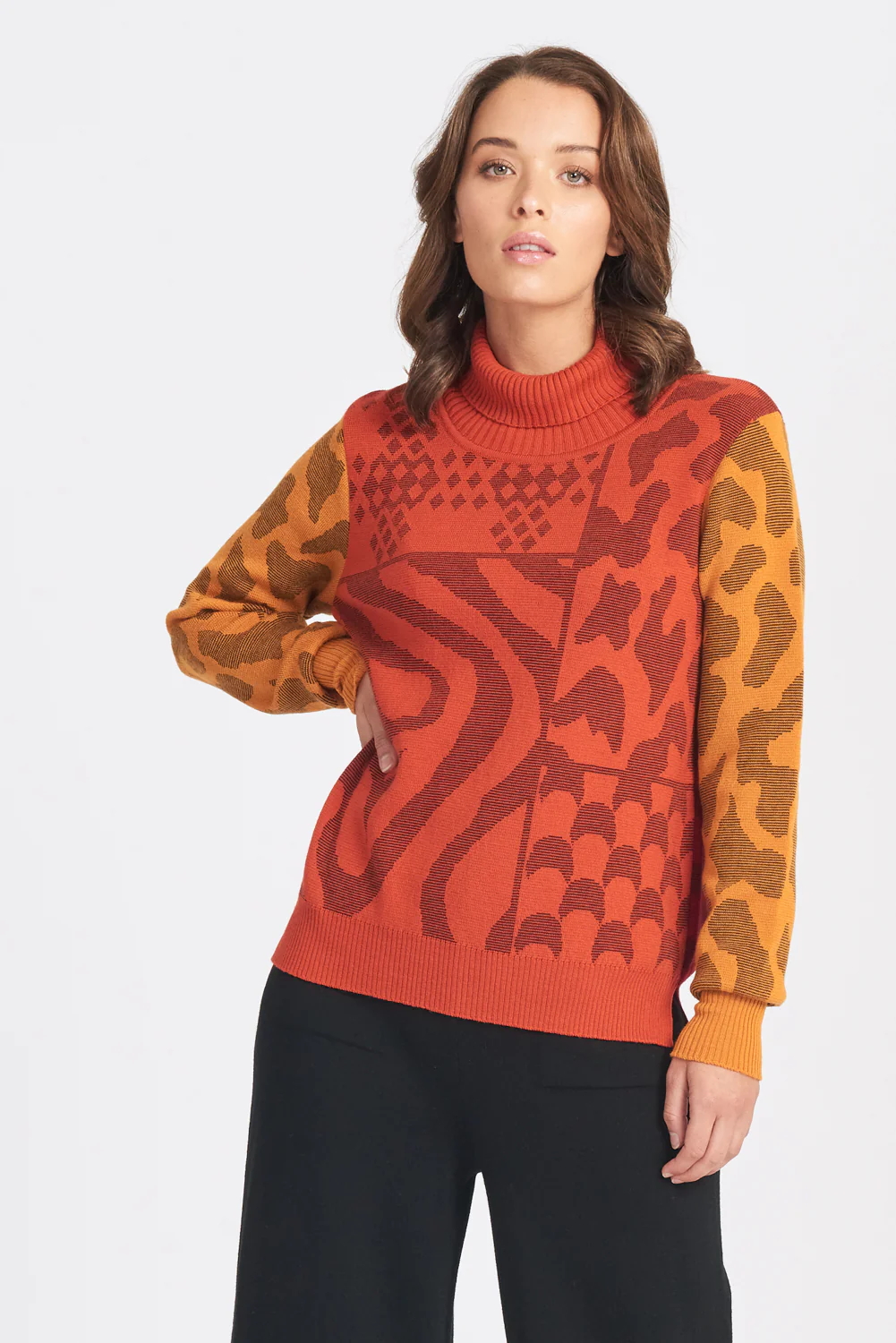 Colour Block Print Jumper - Image 5
