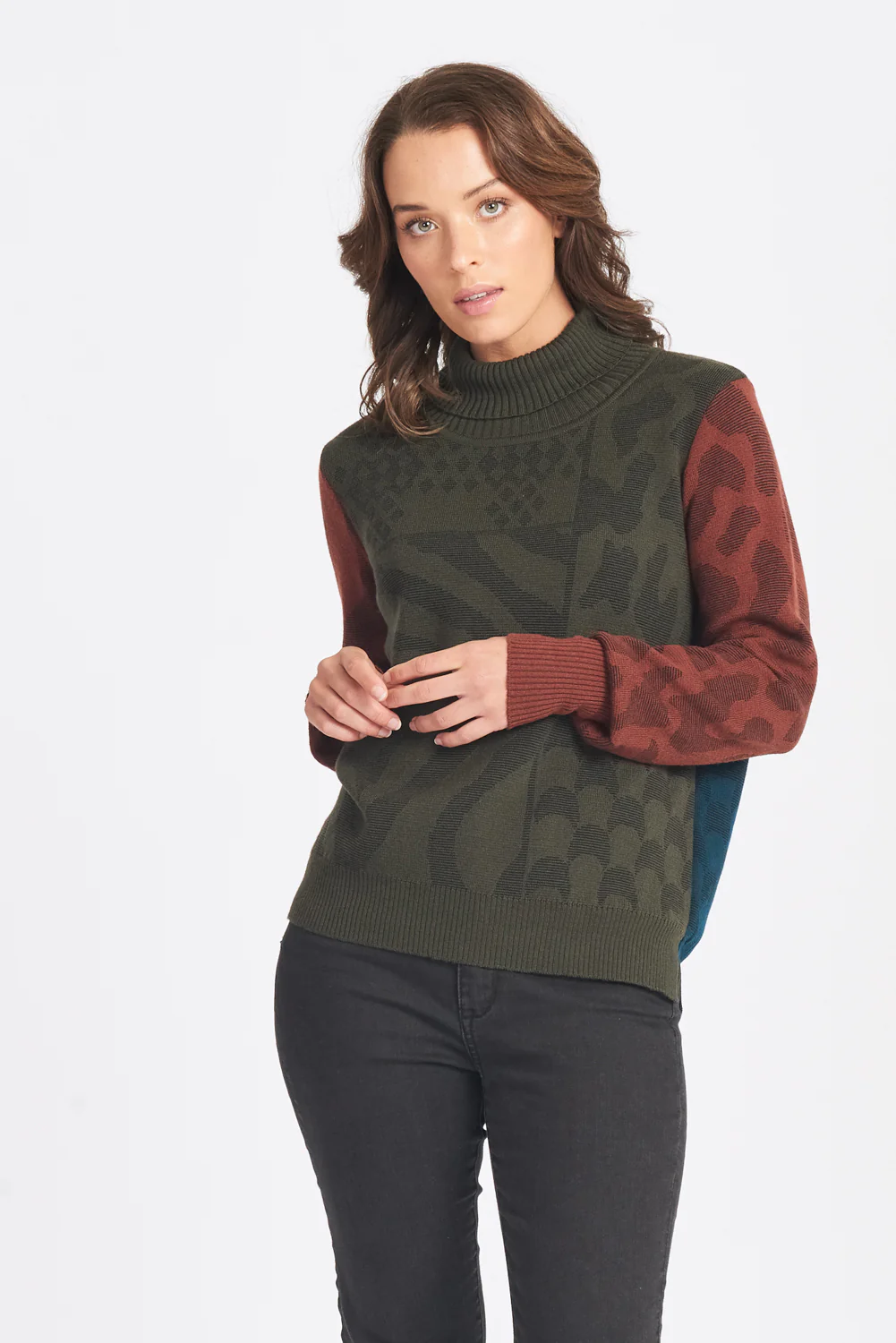 Colour Block Print Jumper