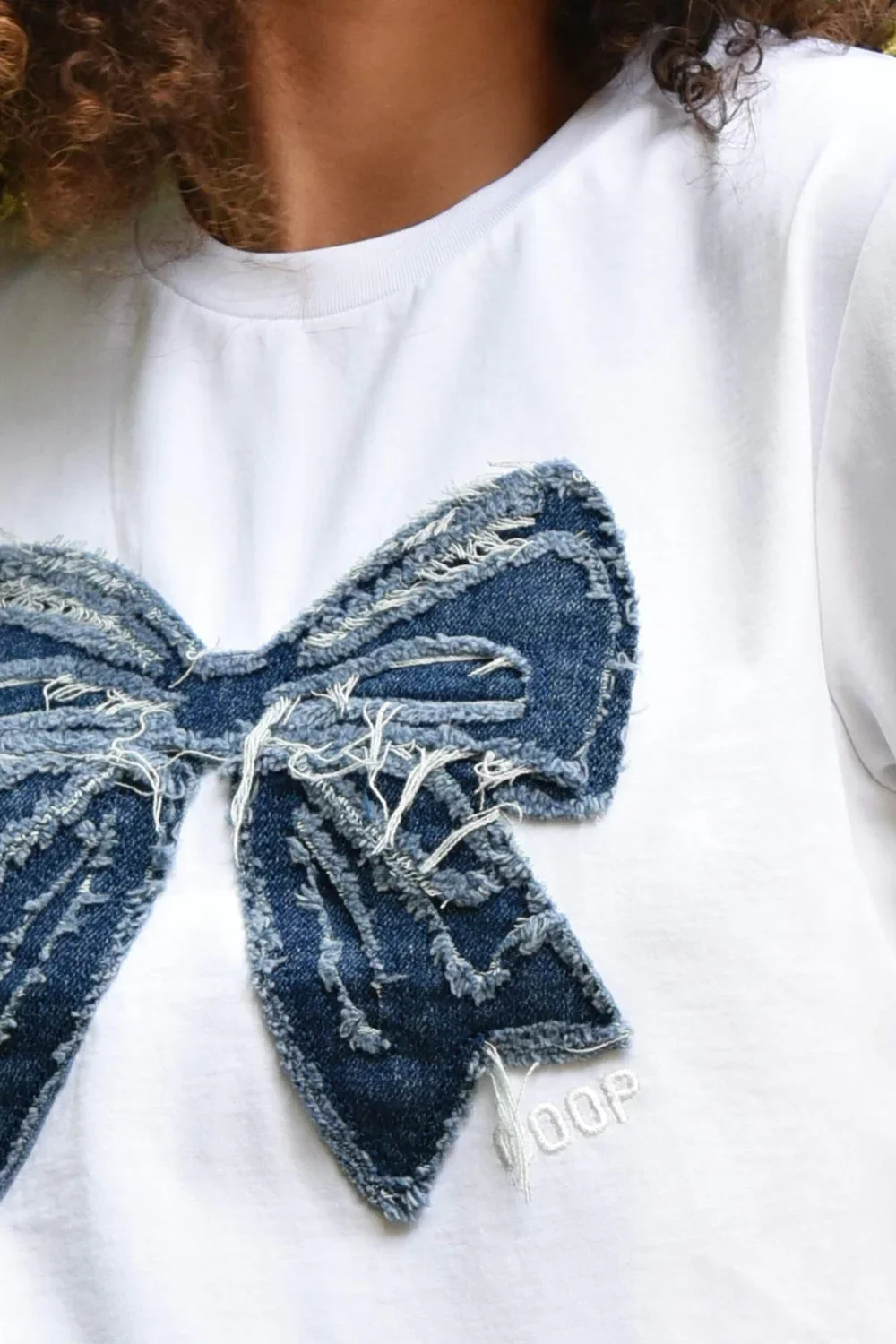 COOP SIMPLY BOWTIFUL T-Shirt- White & Denim - Image 2