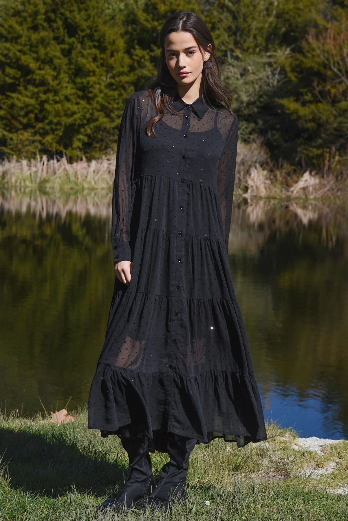 COOP Sun & The Swoon Dress - Black Chiffon