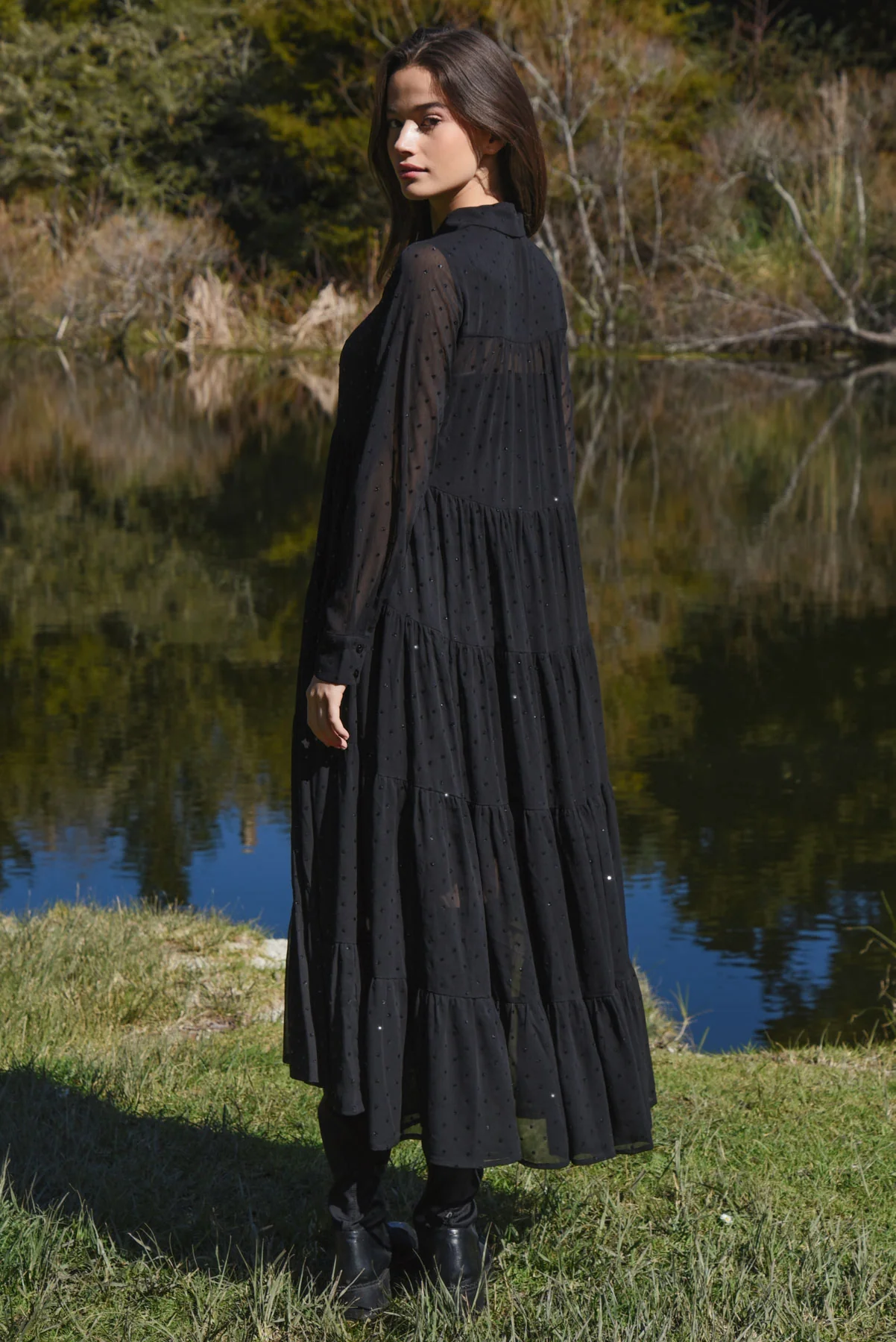 COOP Sun & The Swoon Dress - Black Chiffon - Image 2