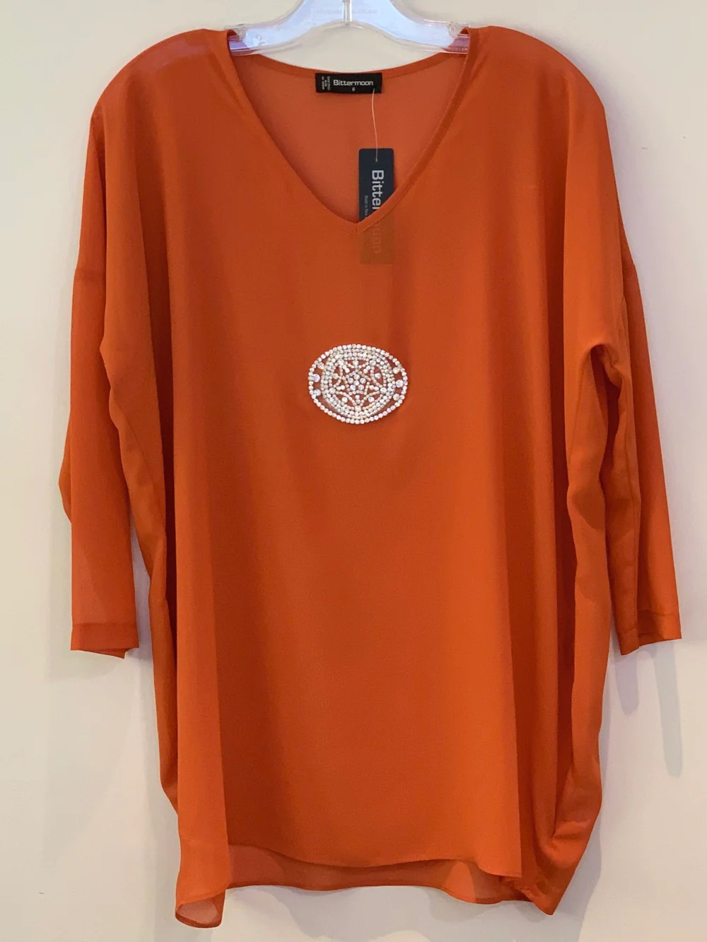 Bittermoon Diamante Top - Orange - Image 2