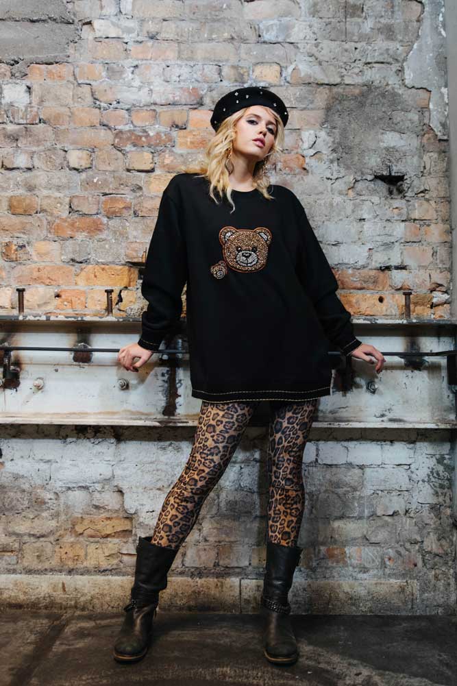David Pond Sweatshirt-Golden Sequin Bear - Image 2