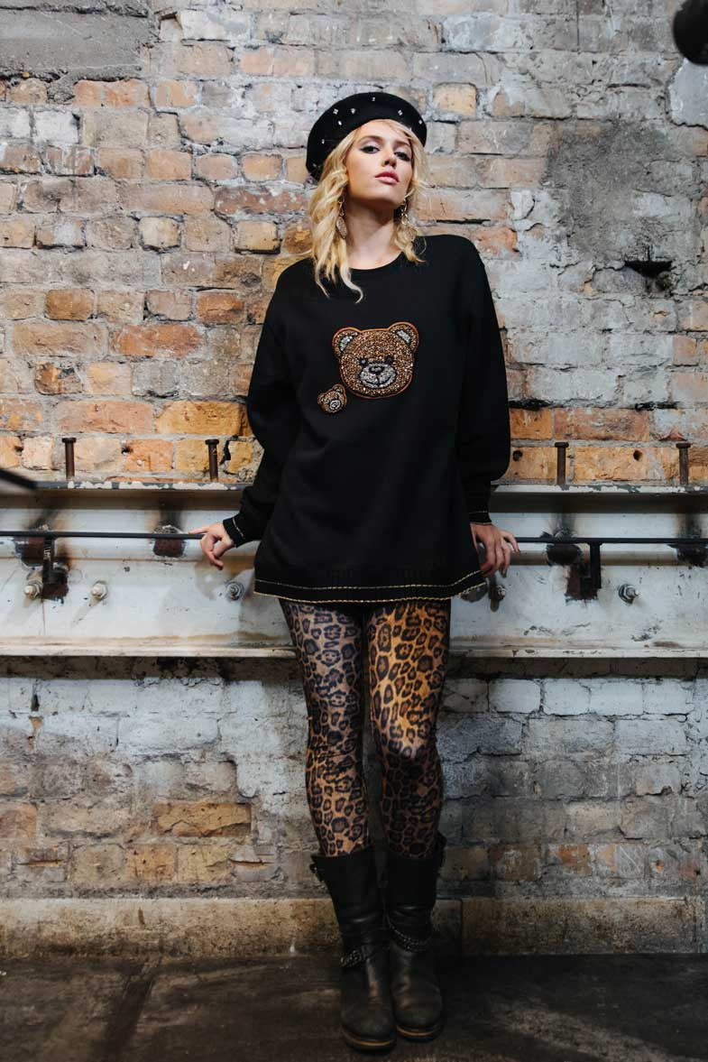 David Pond Sweatshirt-Golden Sequin Bear - Image 3