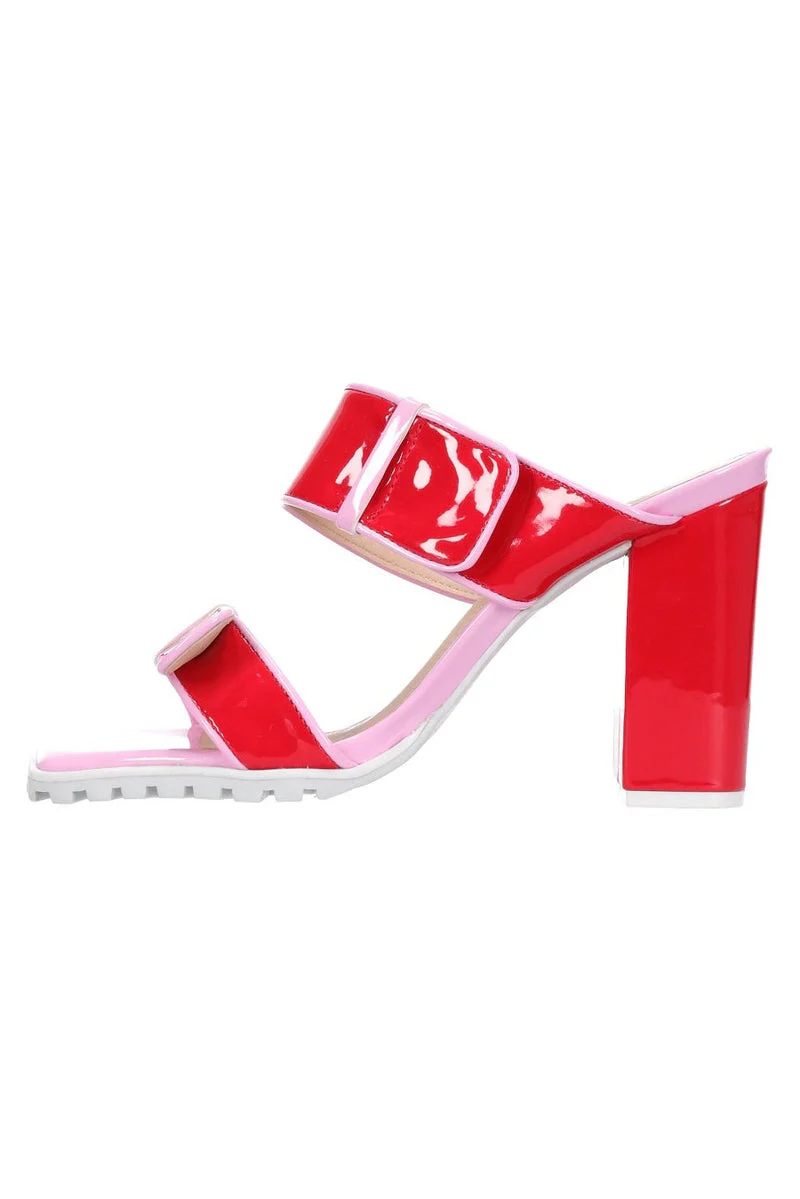 Hey Monday Billie Heel Pink & Red