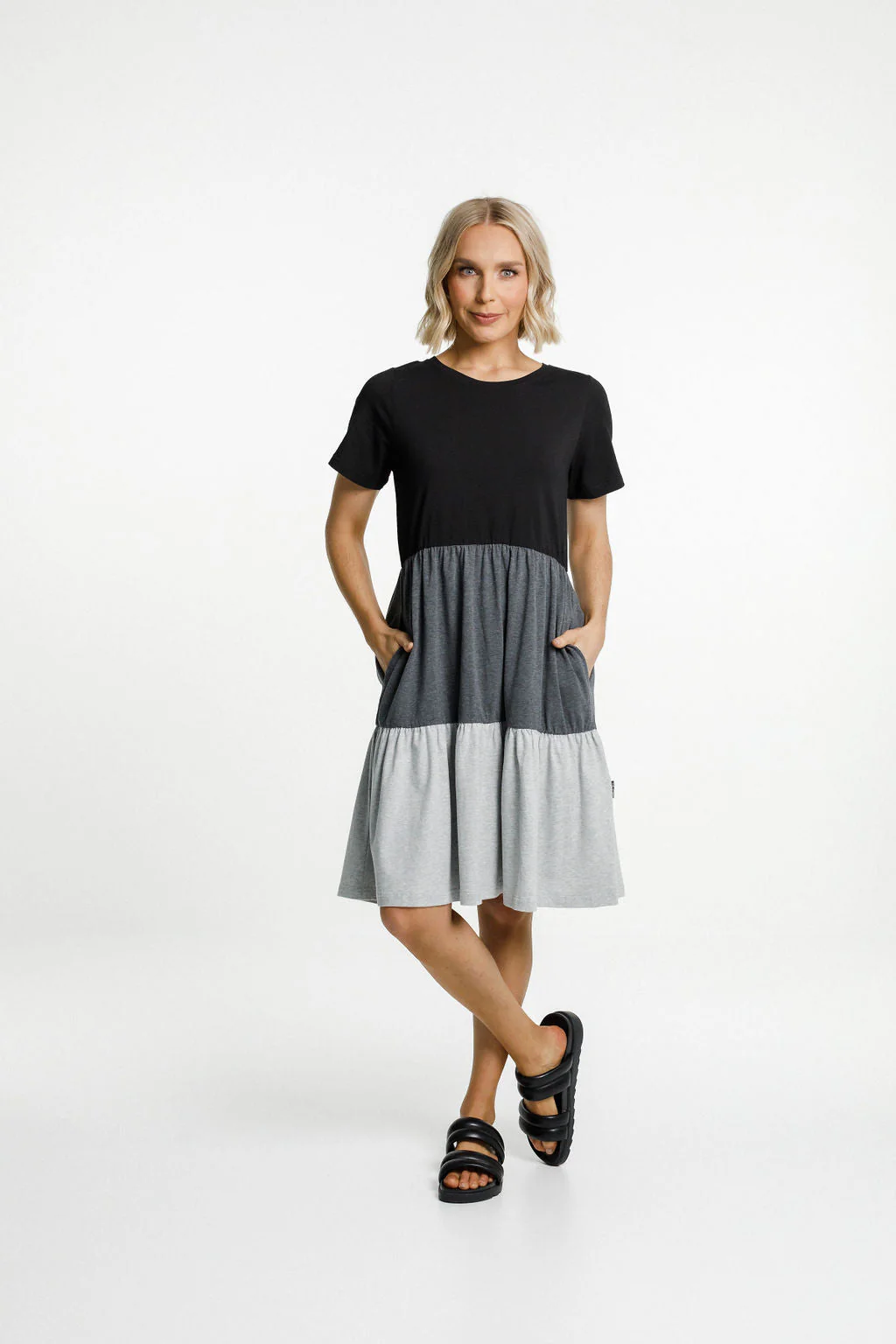 Home Lee Kylie Dress - Black/Charcoal/Grey Spice