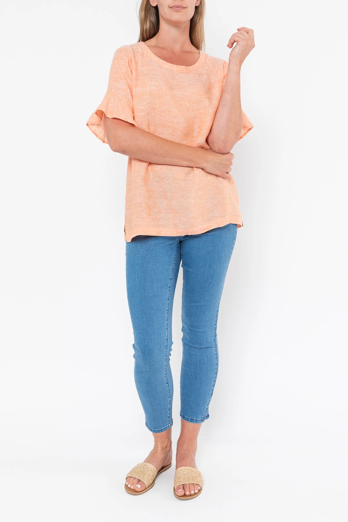 Jump Flounce Sleeve Linen Top - Mango - Image 10