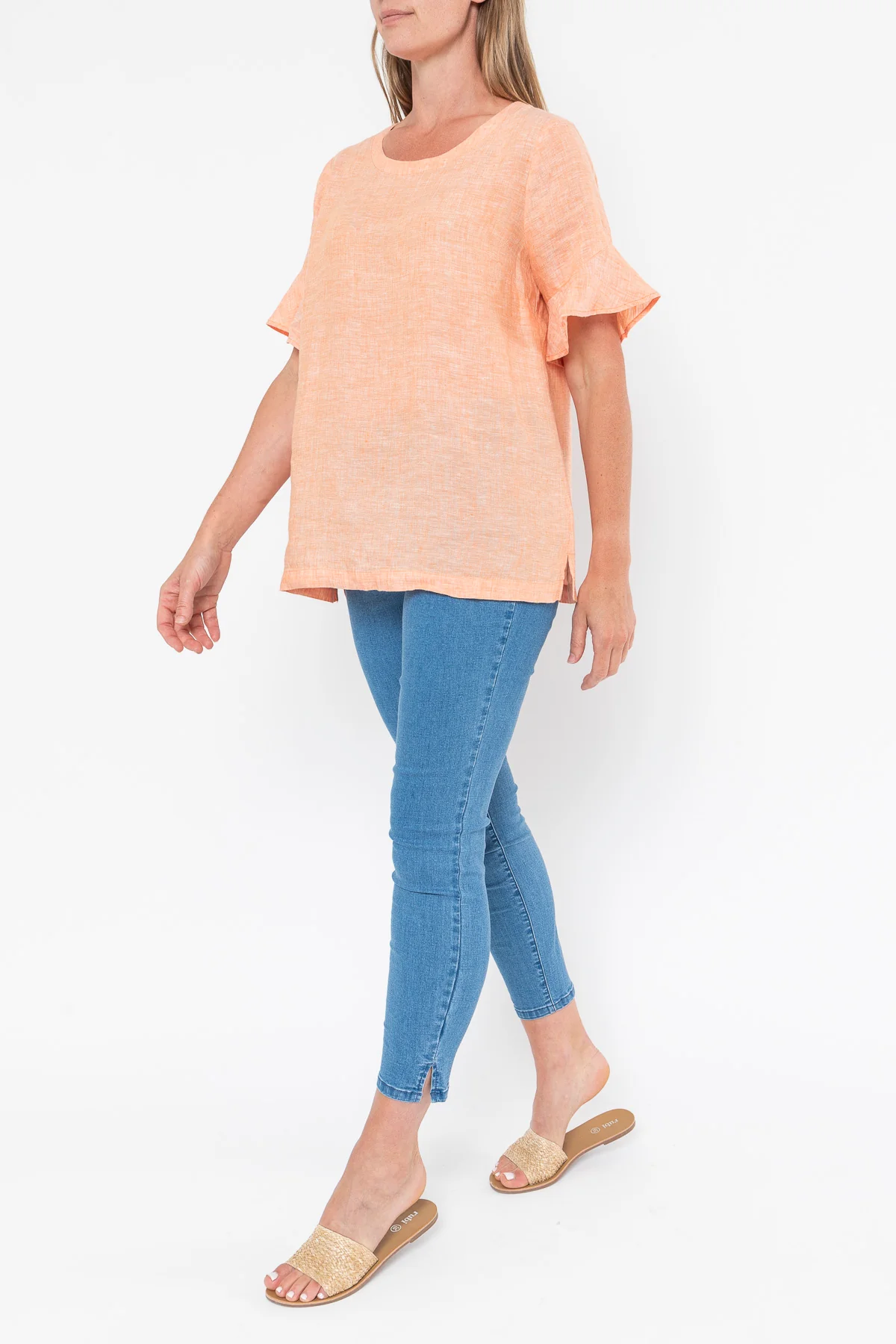 Jump Flounce Sleeve Linen Top - Mango - Image 2