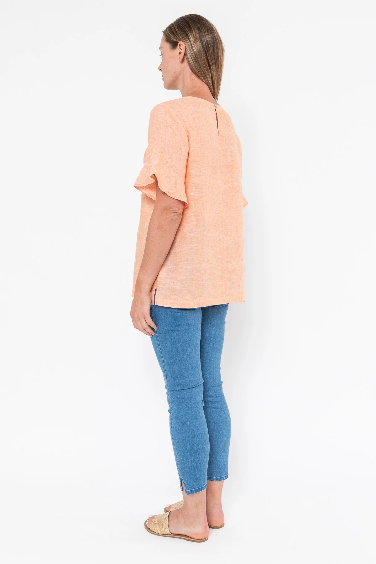 Jump Flounce Sleeve Linen Top - Mango - Image 4