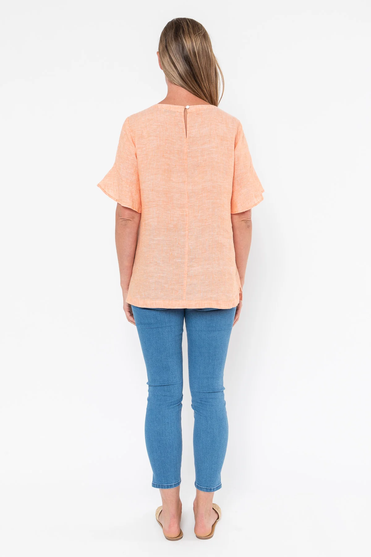 Jump Flounce Sleeve Linen Top - Mango - Image 5