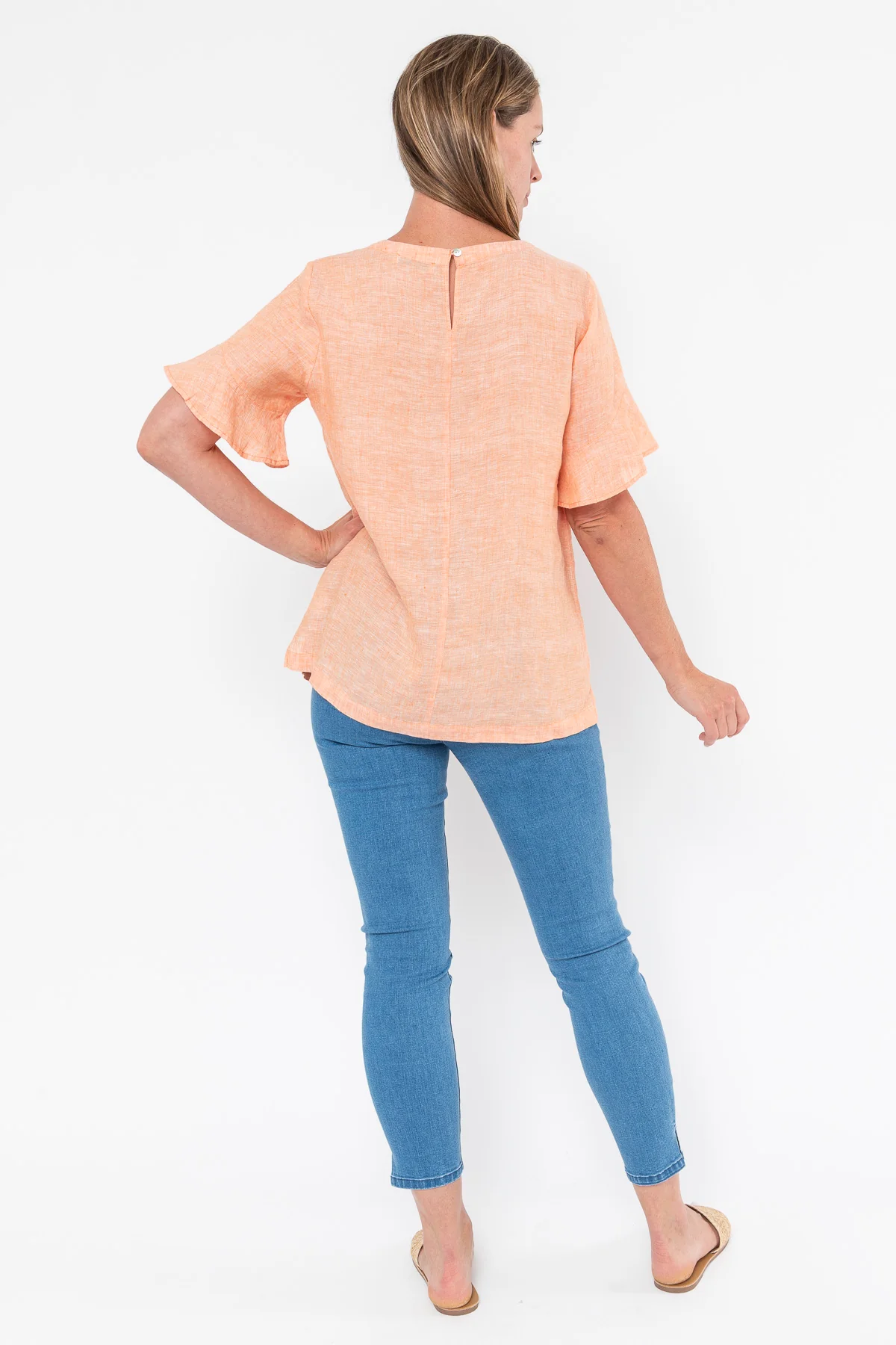 Jump Flounce Sleeve Linen Top - Mango - Image 6