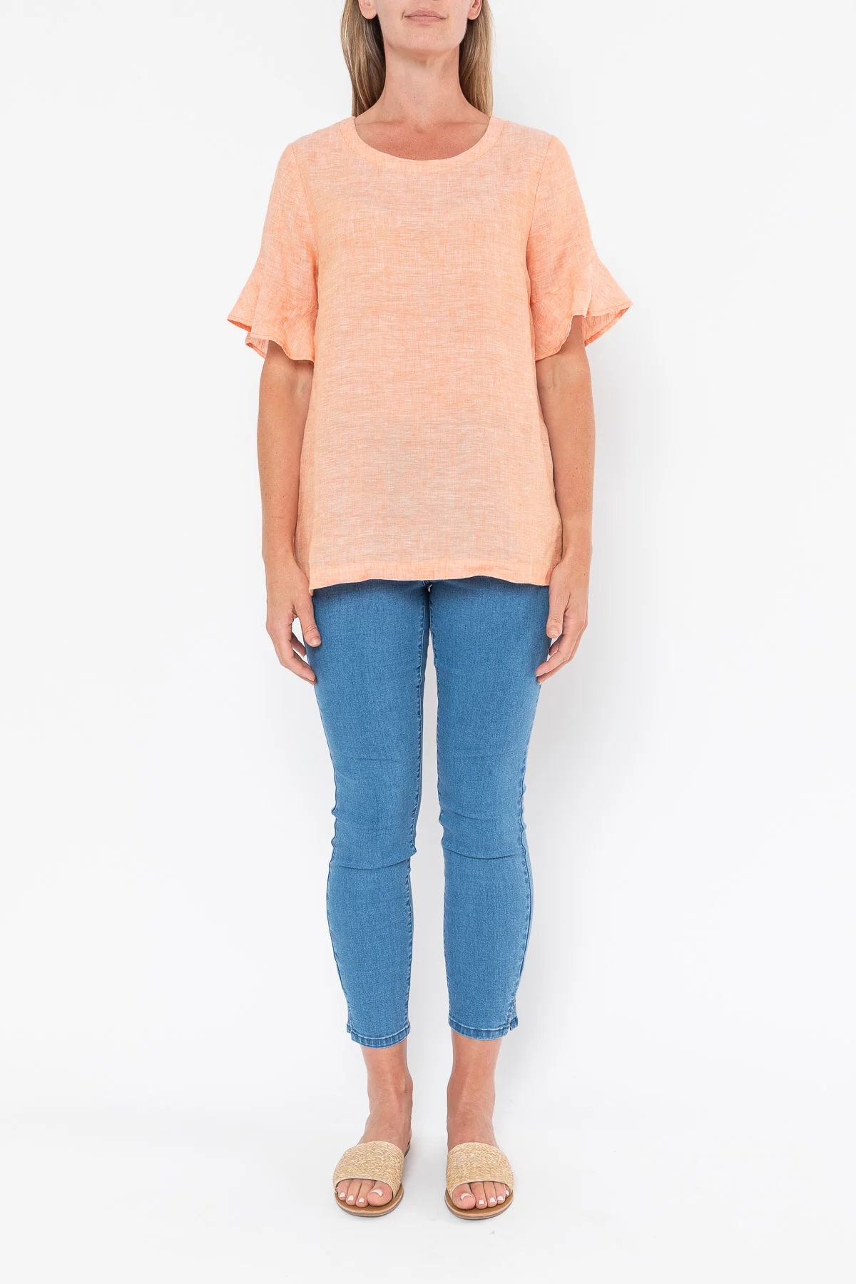 Jump Flounce Sleeve Linen Top - Mango - Image 7