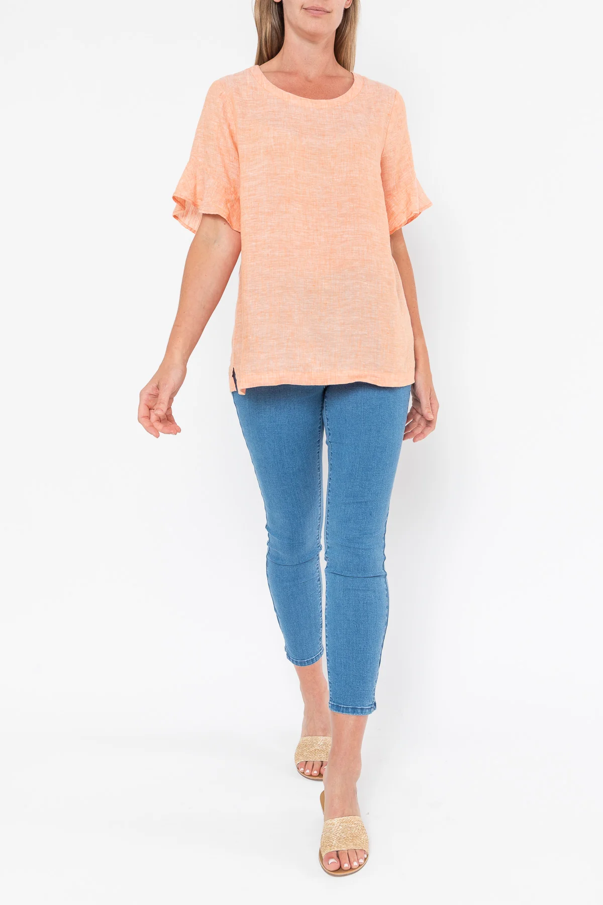 Jump Flounce Sleeve Linen Top - Mango - Image 8