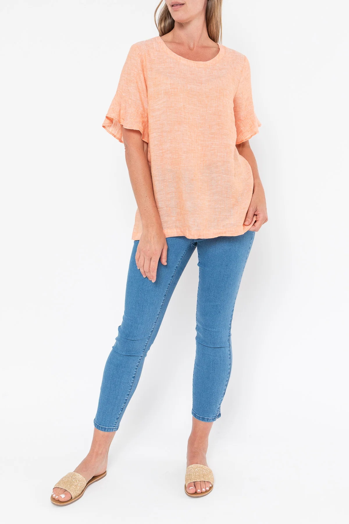 Jump Flounce Sleeve Linen Top - Mango - Image 9