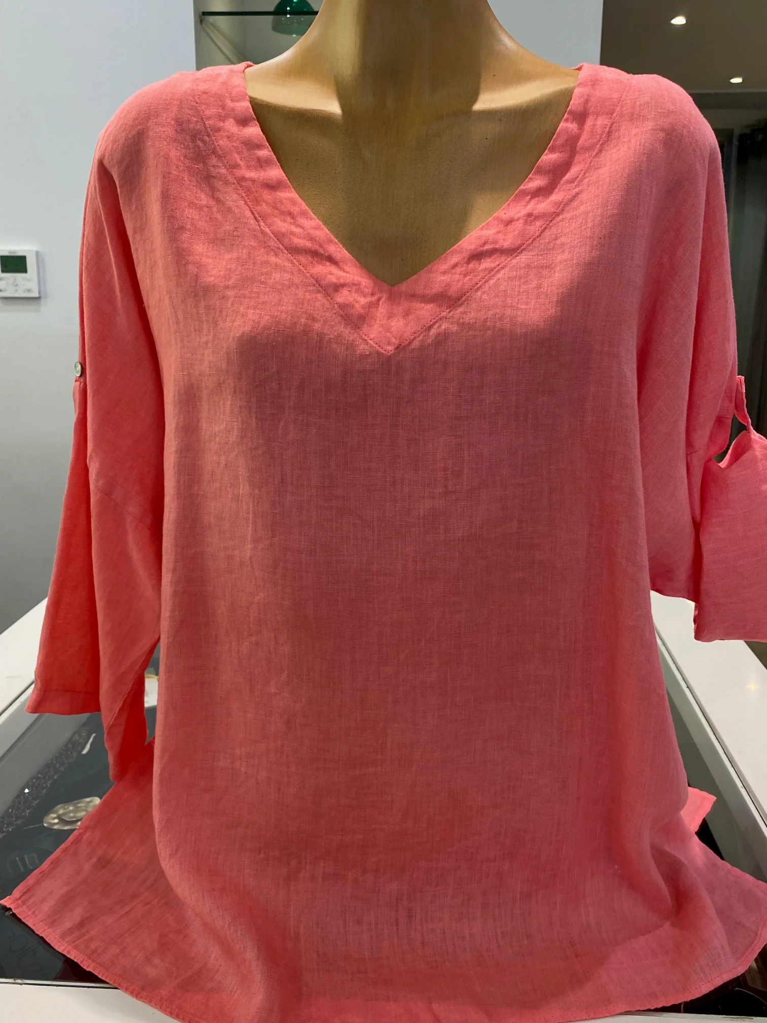 Jump Linen Top - Coral
