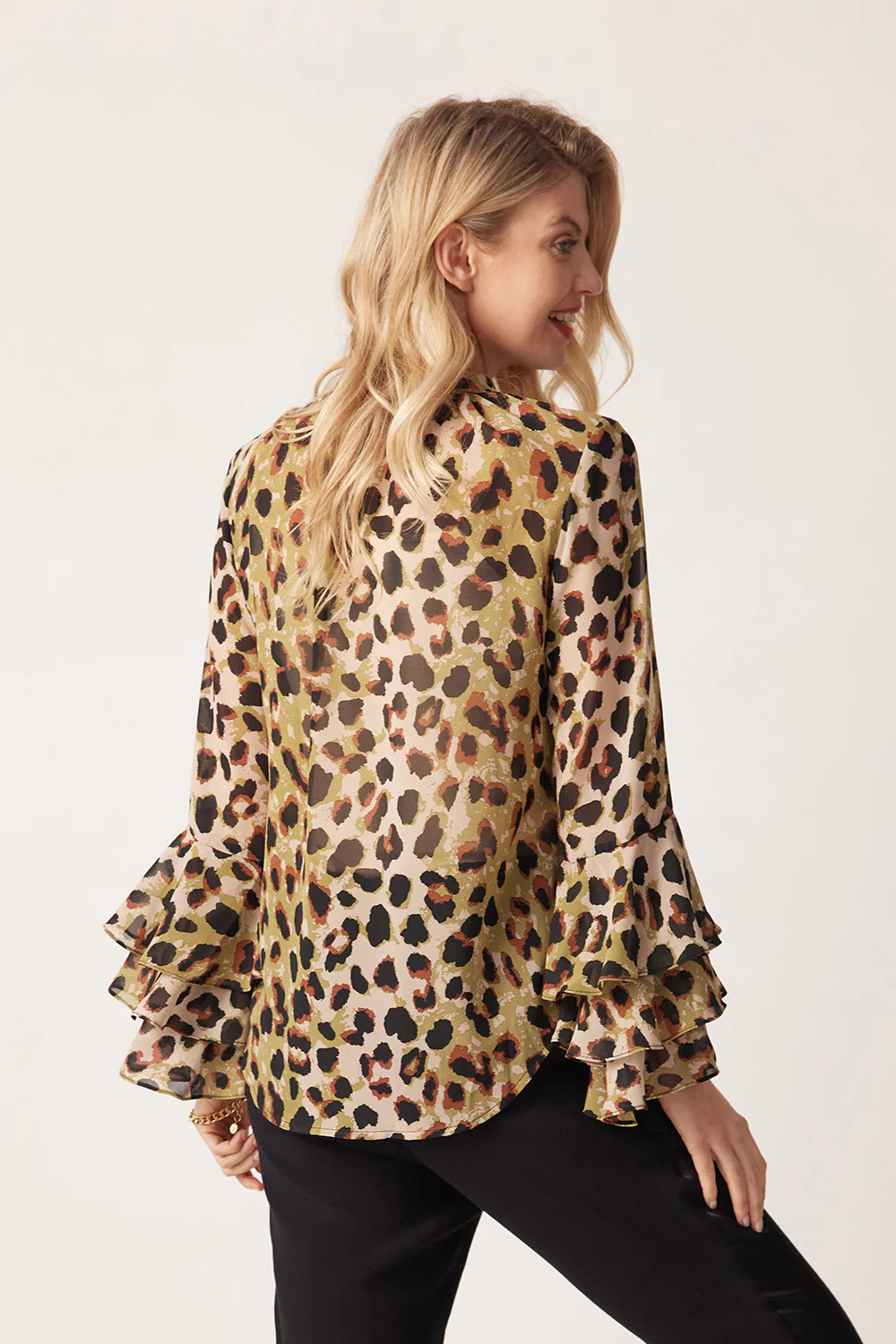Lemon Tree Danika Blouse And Singlet Sage Leopard - Image 2