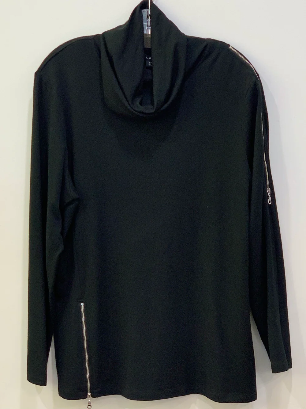 Paula Ryan Soft Neck Zip Top - Black