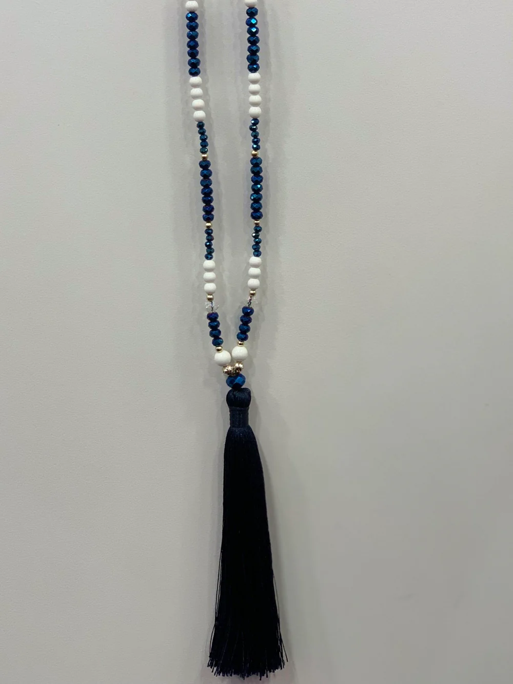 Tassel Necklace - Navy/White - Image 2