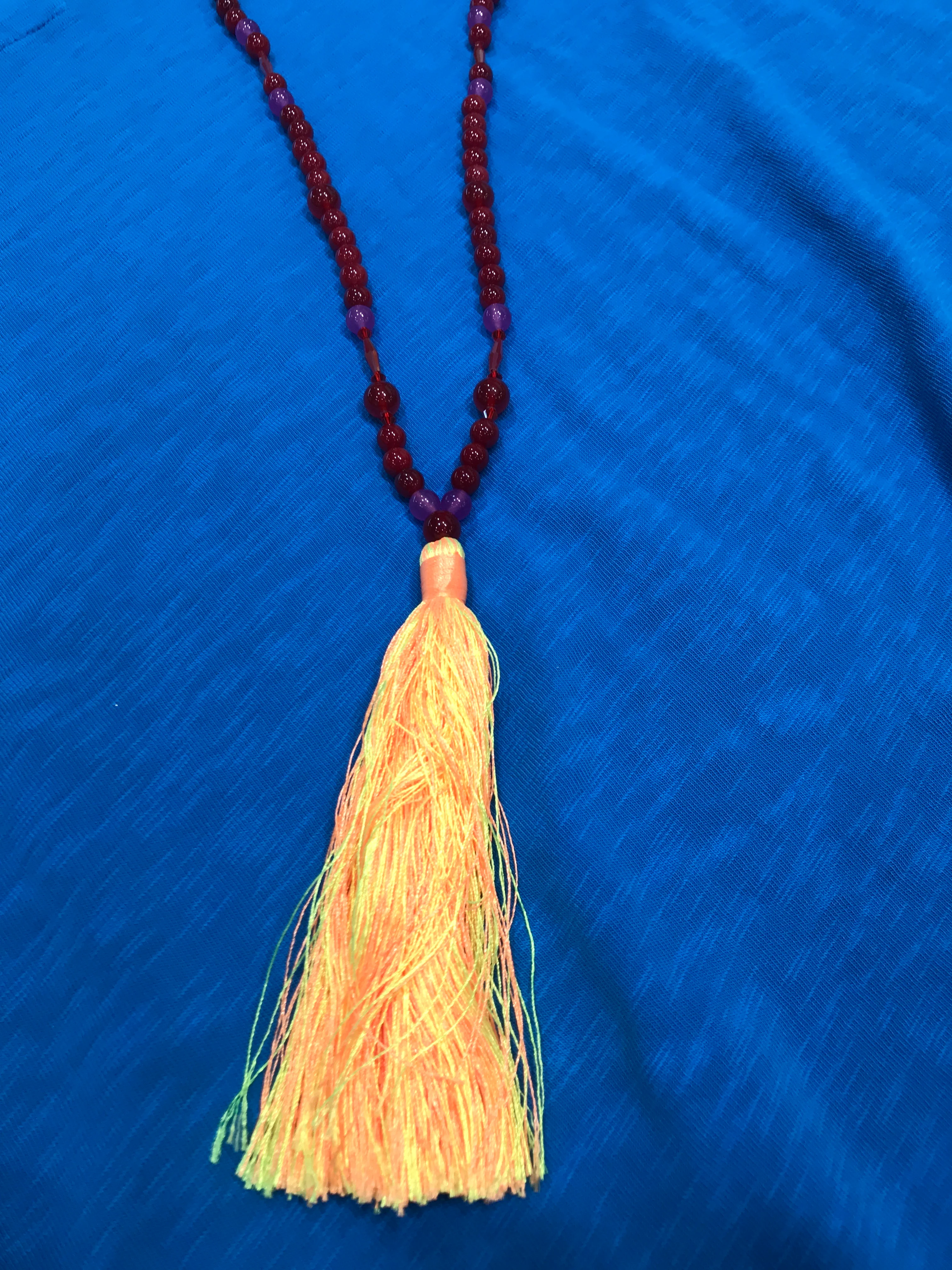 Tassel Necklace - Orange/Red/Pink - Image 3