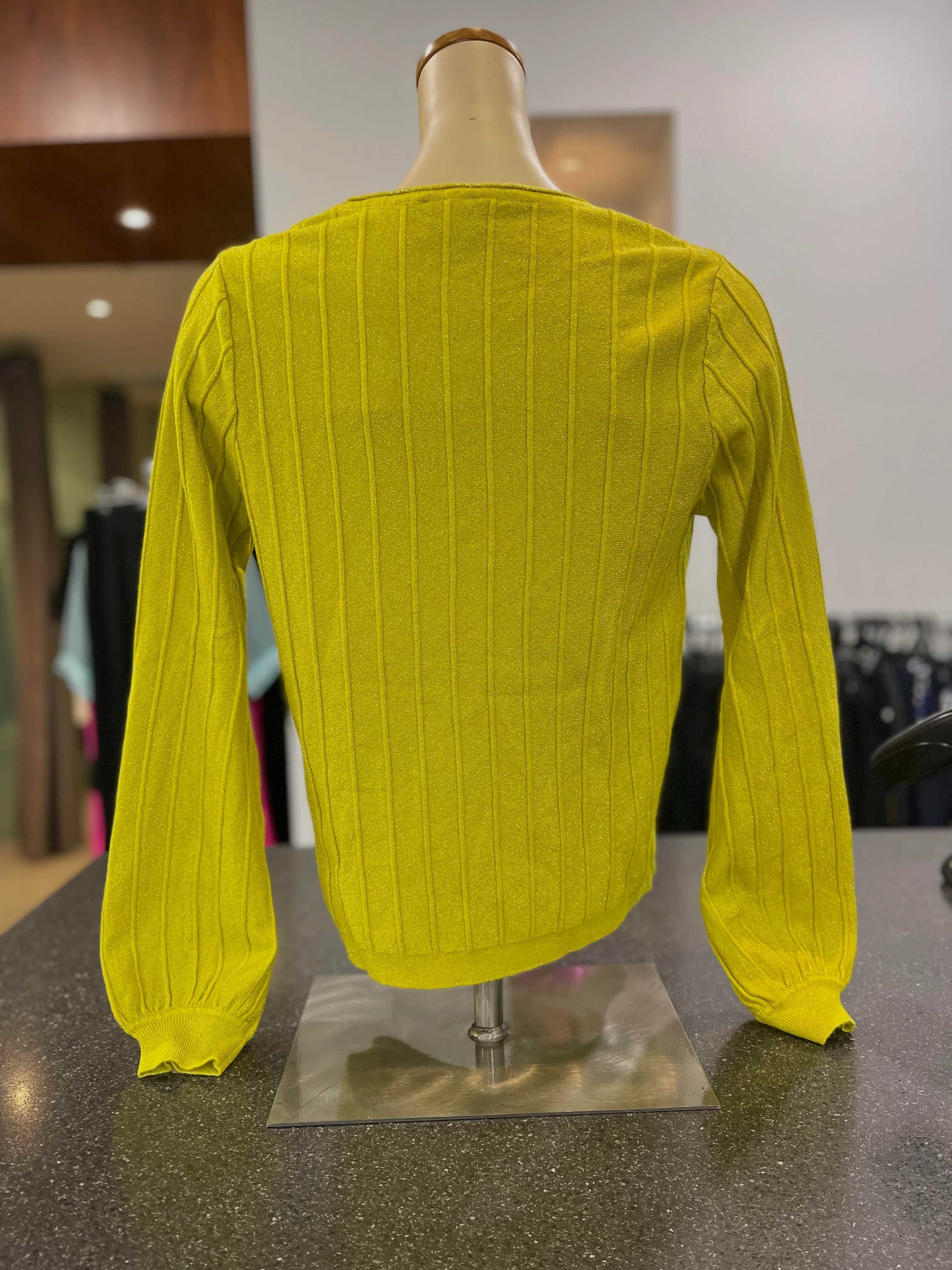 D'Elle Sparkle Knit Jumper - Lime - Image 3