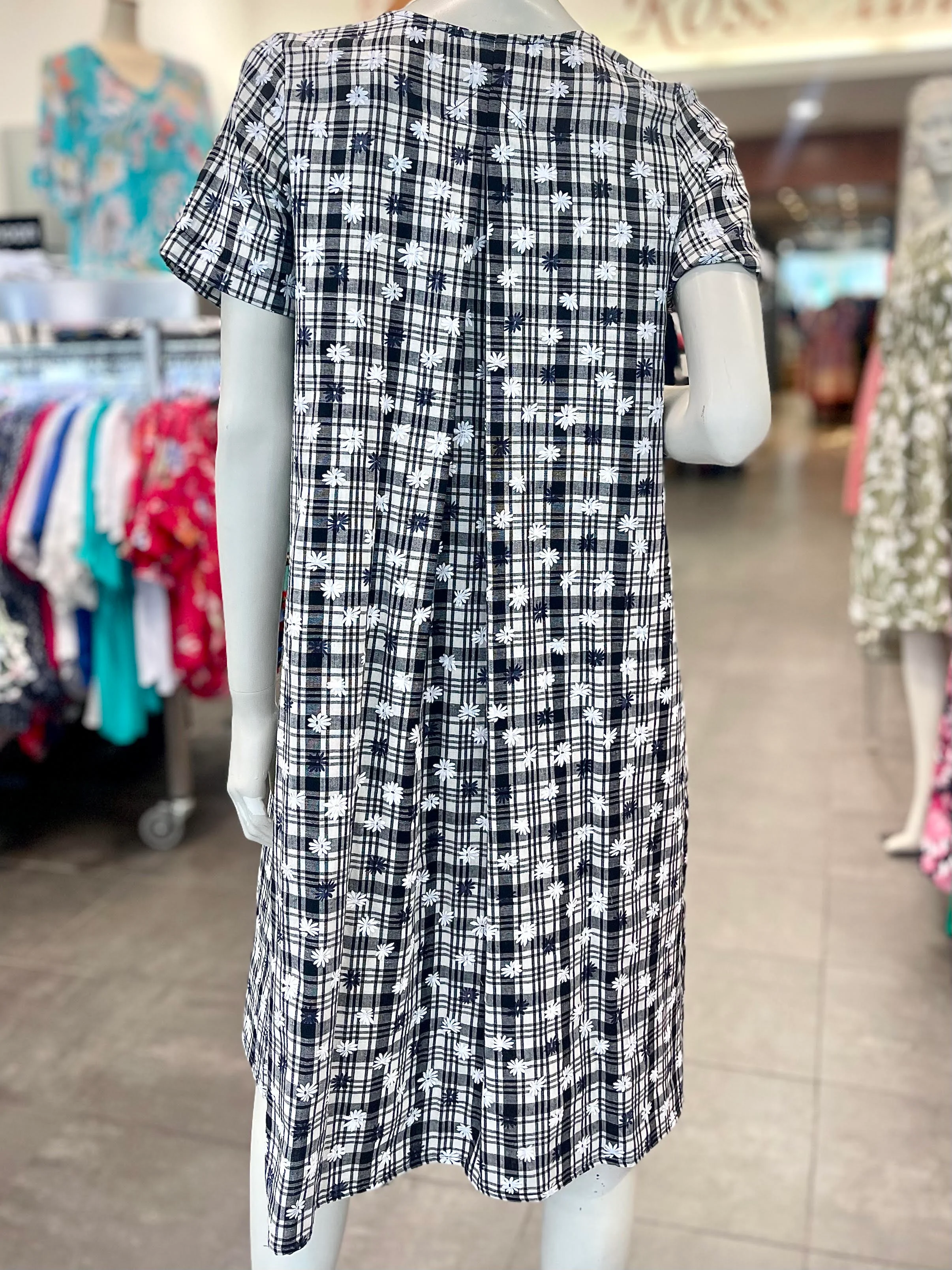 David Pond Venice Dress - Flower Check Gingham - Image 4