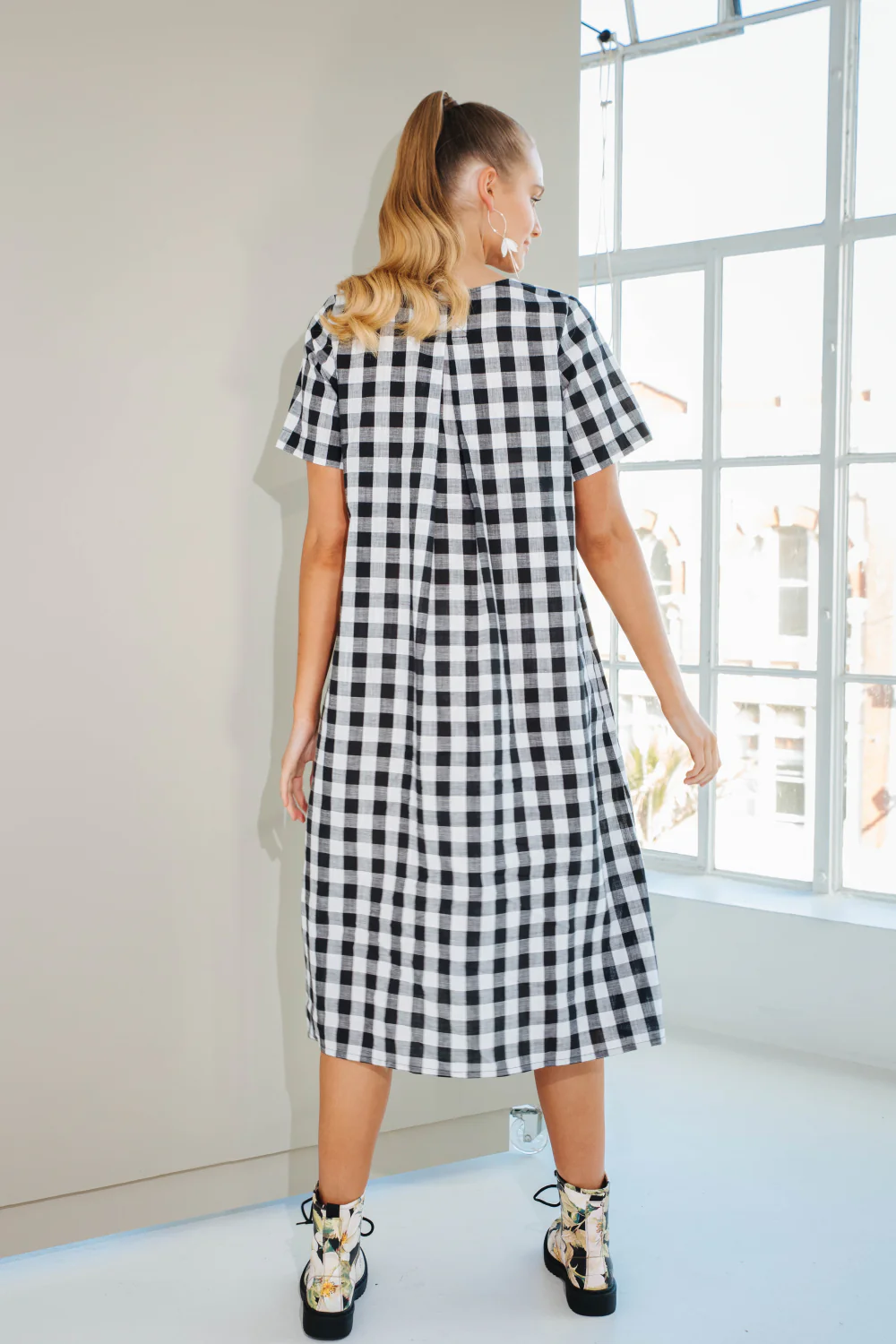 David Pond Venice Dress - Gingham Baby Pink - Image 2