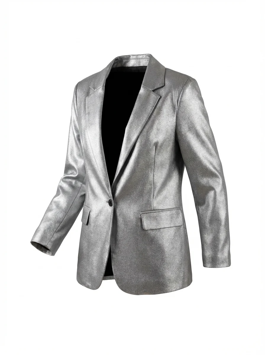 Denny Rose Silver Metallic Blazer - Image 3
