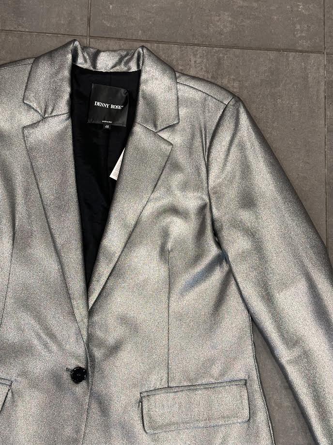 Denny Rose Silver Metallic Blazer - Image 4