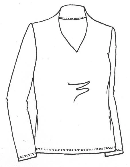 Easy Fit Long Sleeve High Necked V Top In Red