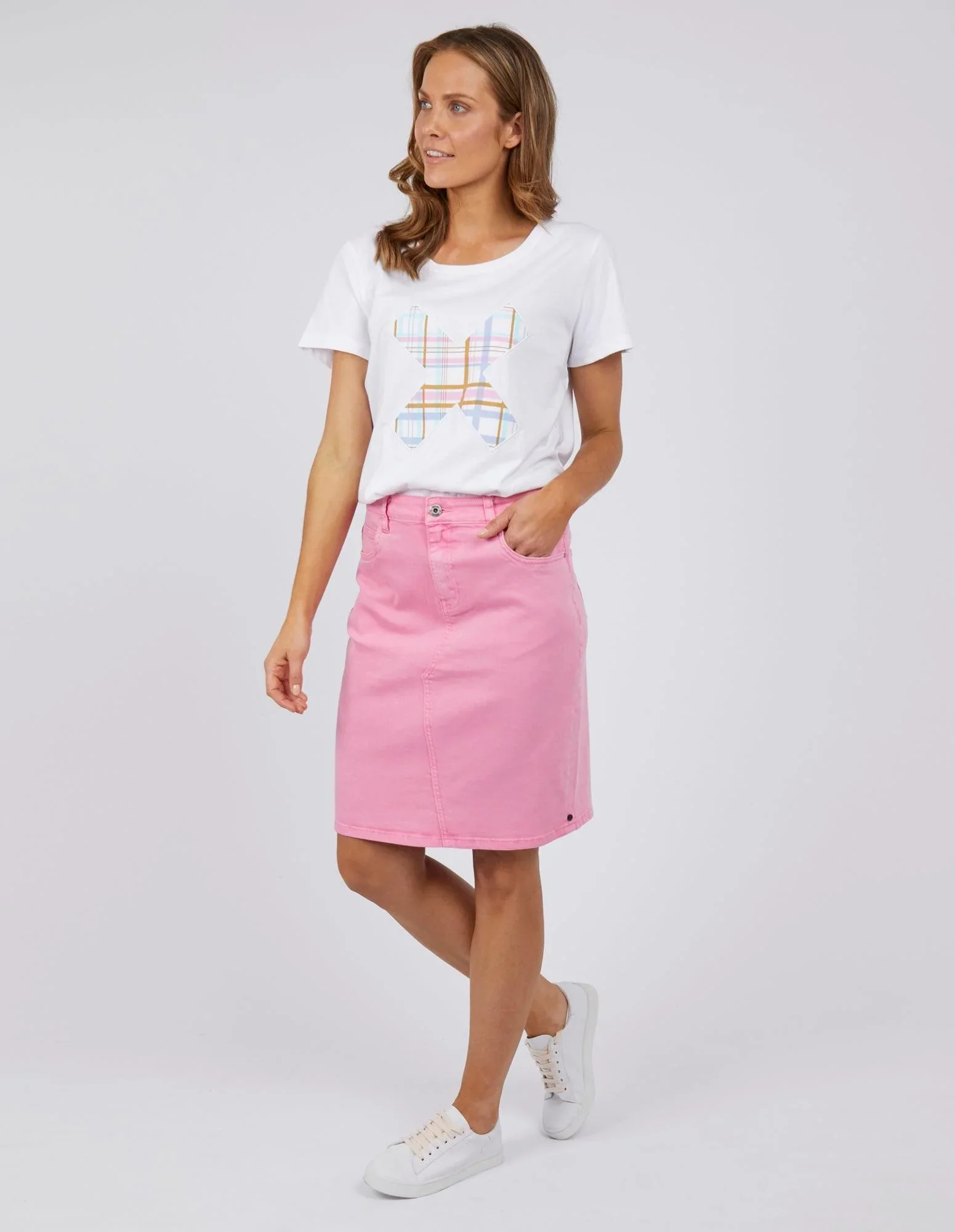 Elm Belle Denim Skirt - Sherbert Pink - Image 3