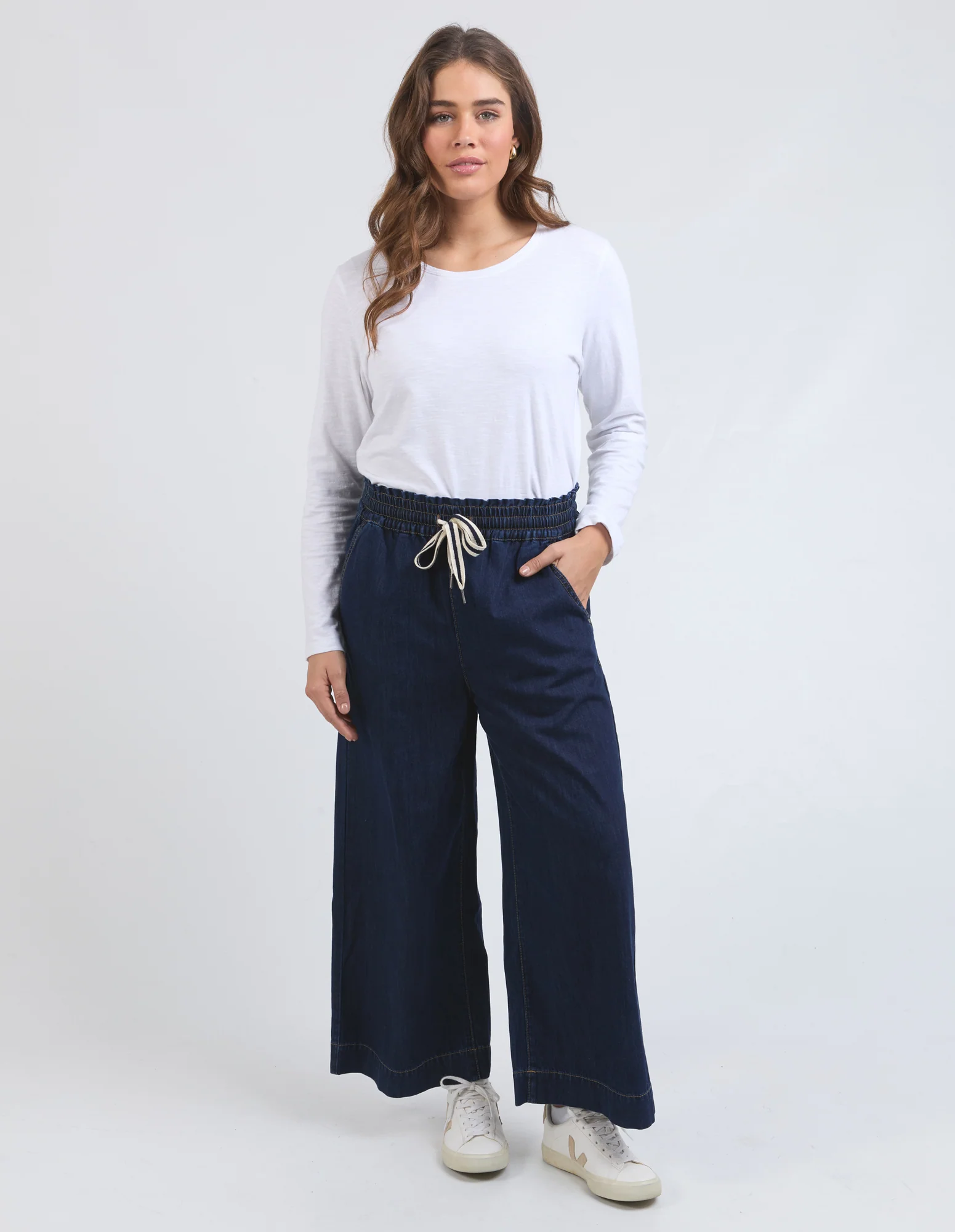 ELM Greta Wide Leg Pant-Dark Wash - Image 2