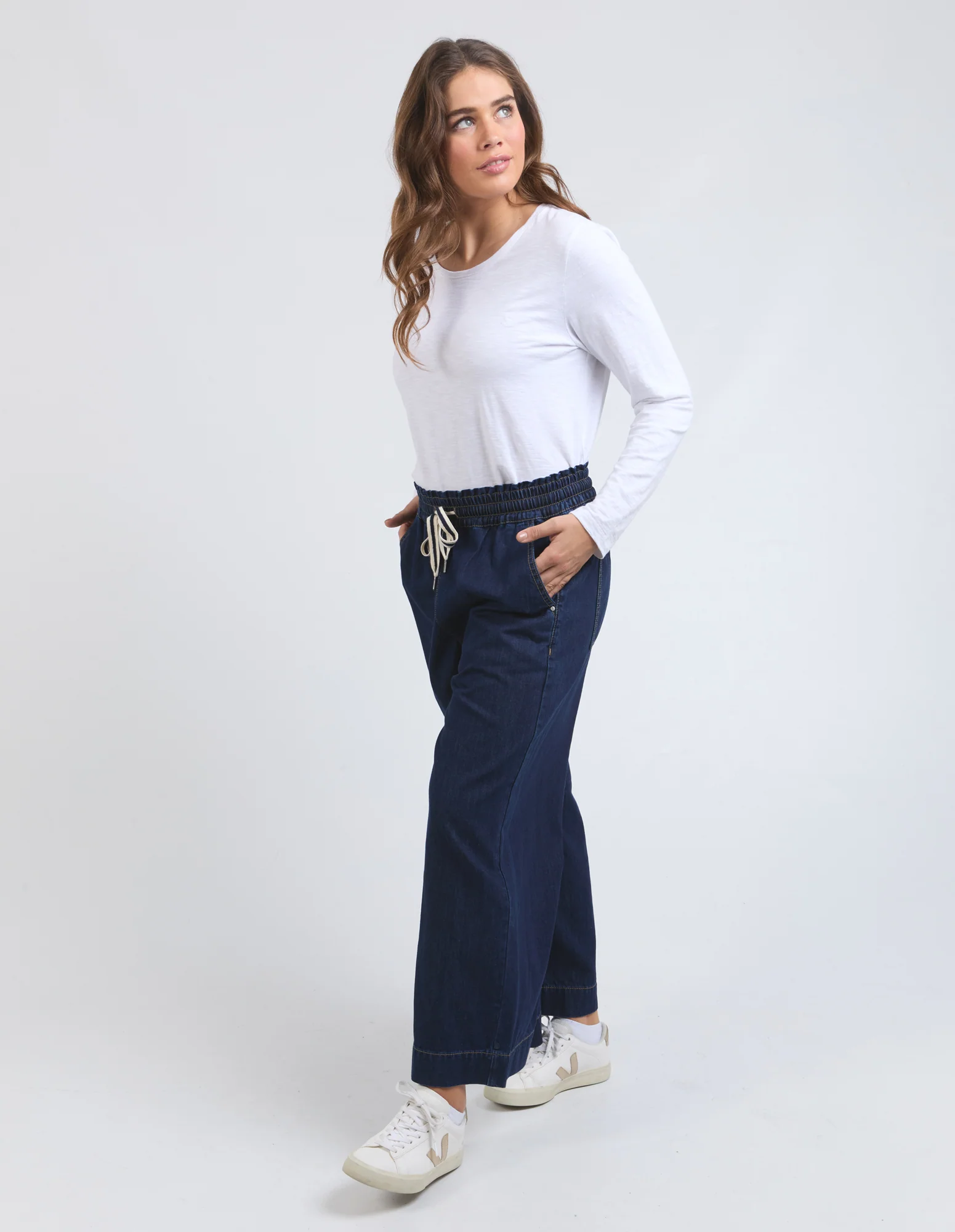 ELM Greta Wide Leg Pant-Dark Wash - Image 3