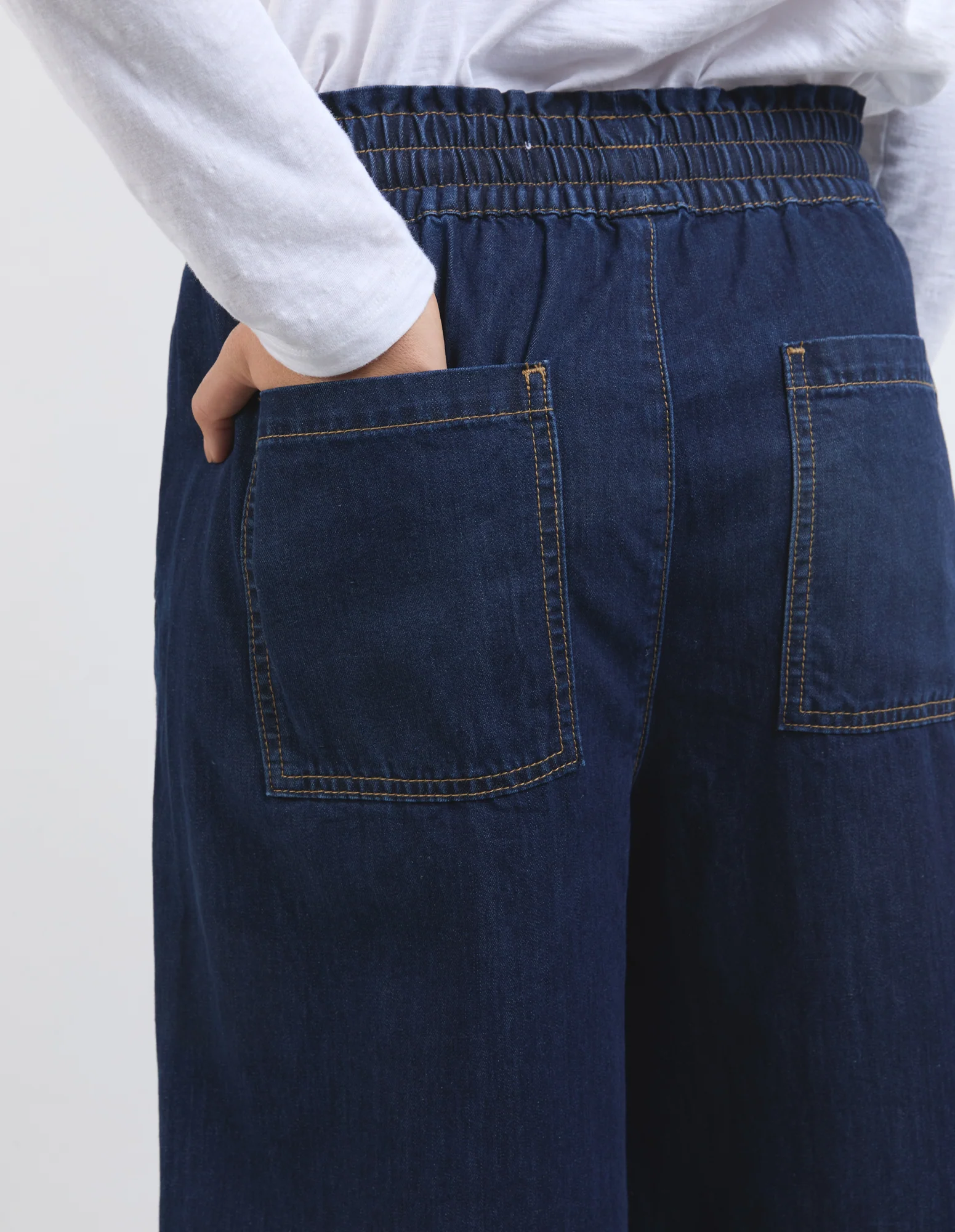 ELM Greta Wide Leg Pant-Dark Wash - Image 4