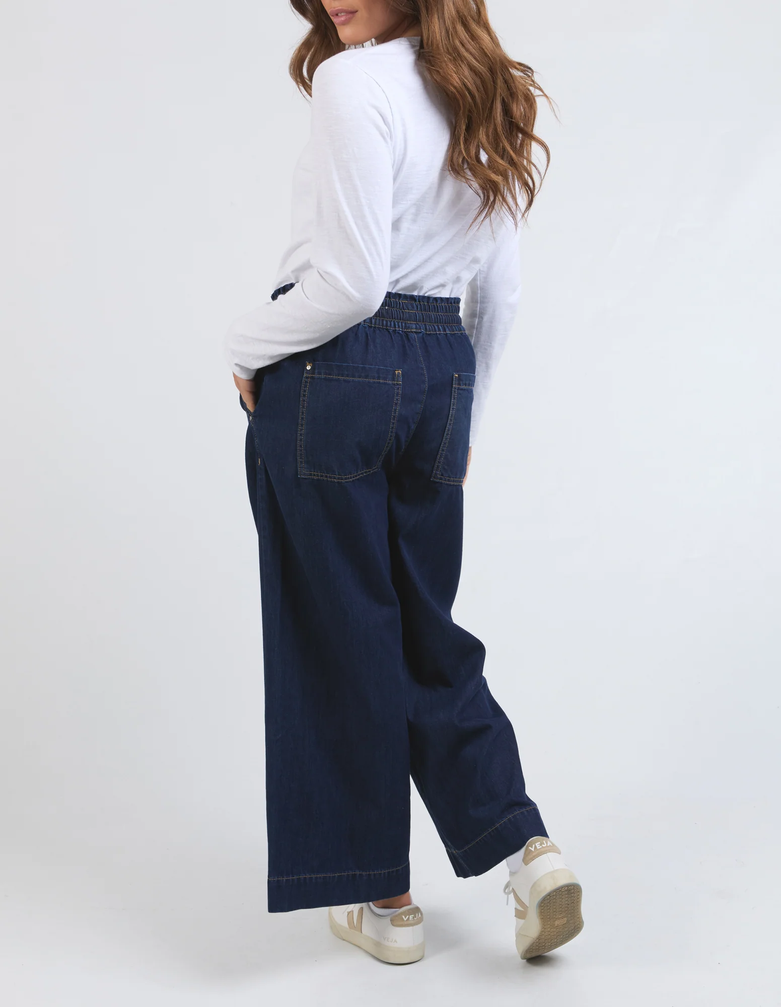 ELM Greta Wide Leg Pant-Dark Wash - Image 5