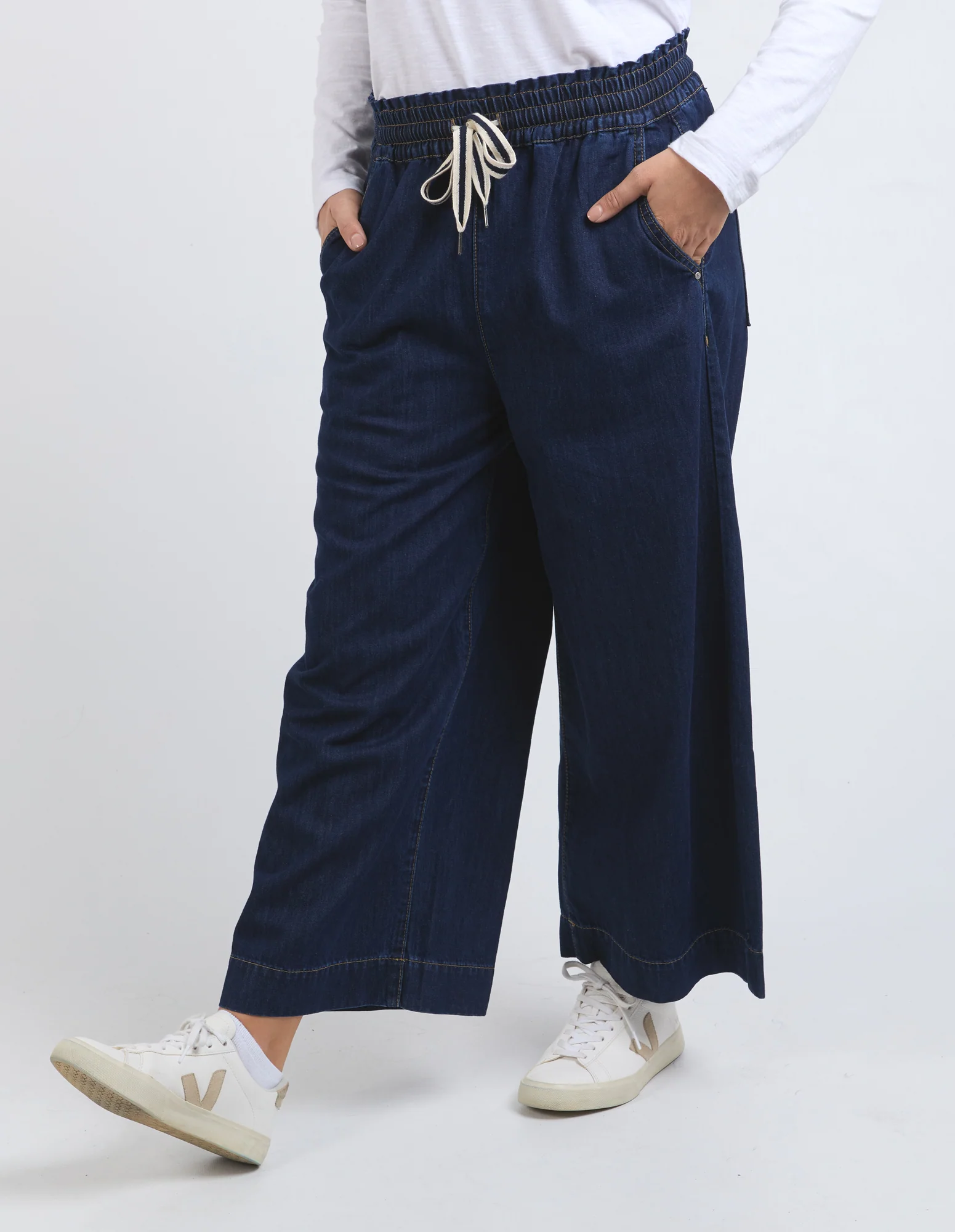 ELM Greta Wide Leg Pant-Dark Wash - Image 6
