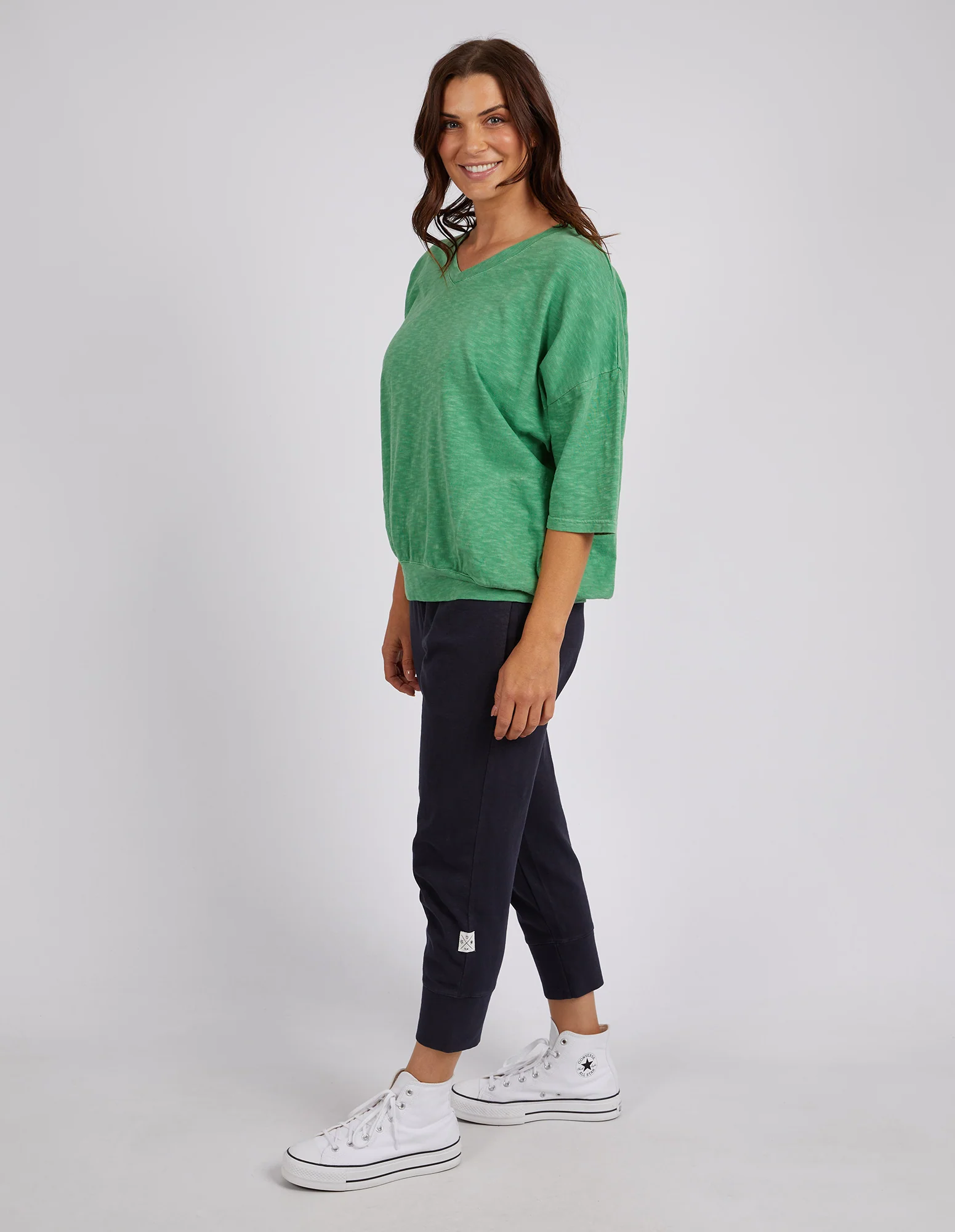 Elm Mazie Vee Neck Sweat - Green Briar - Image 5