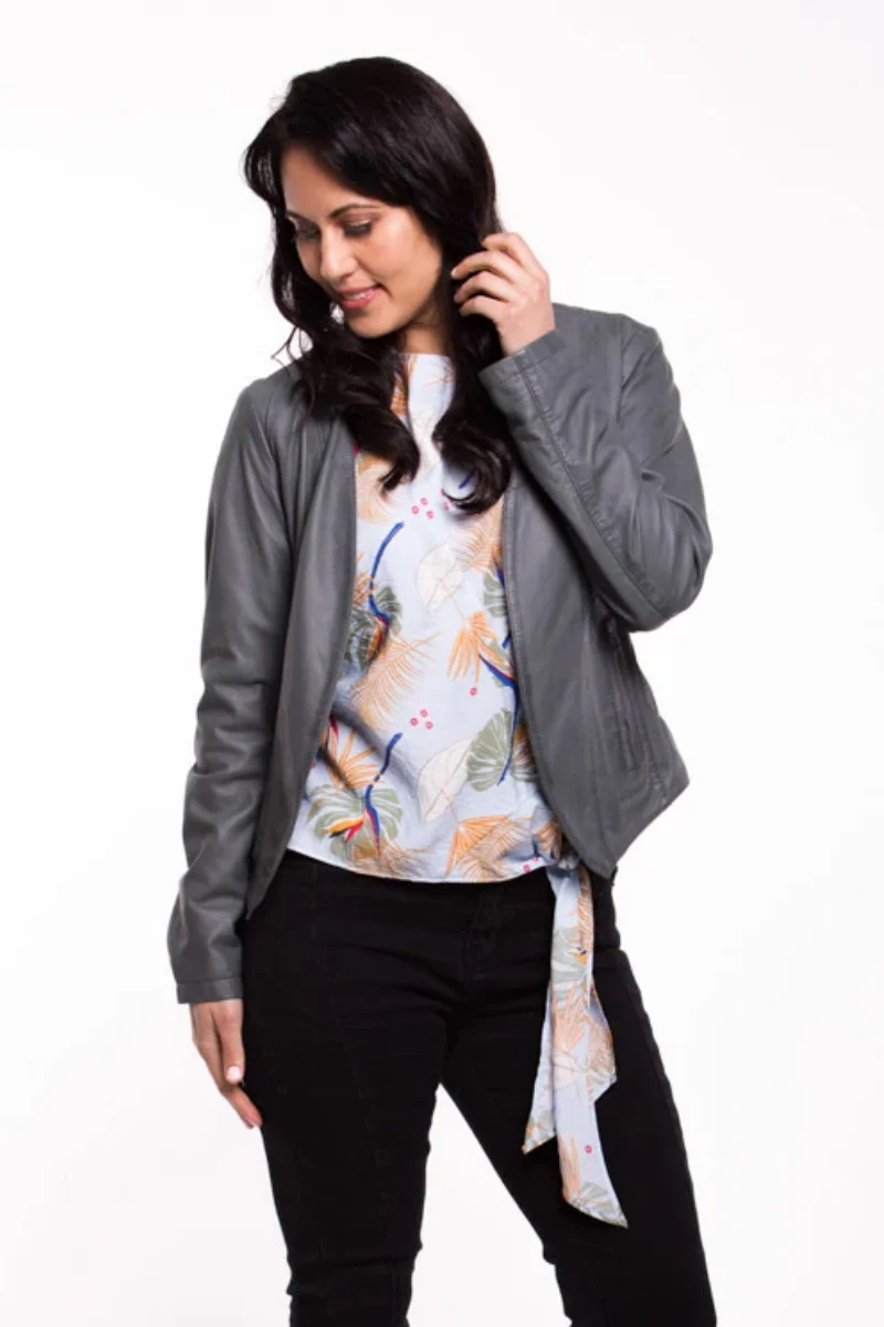 Seduce Escape  Leather Jacket - Slate