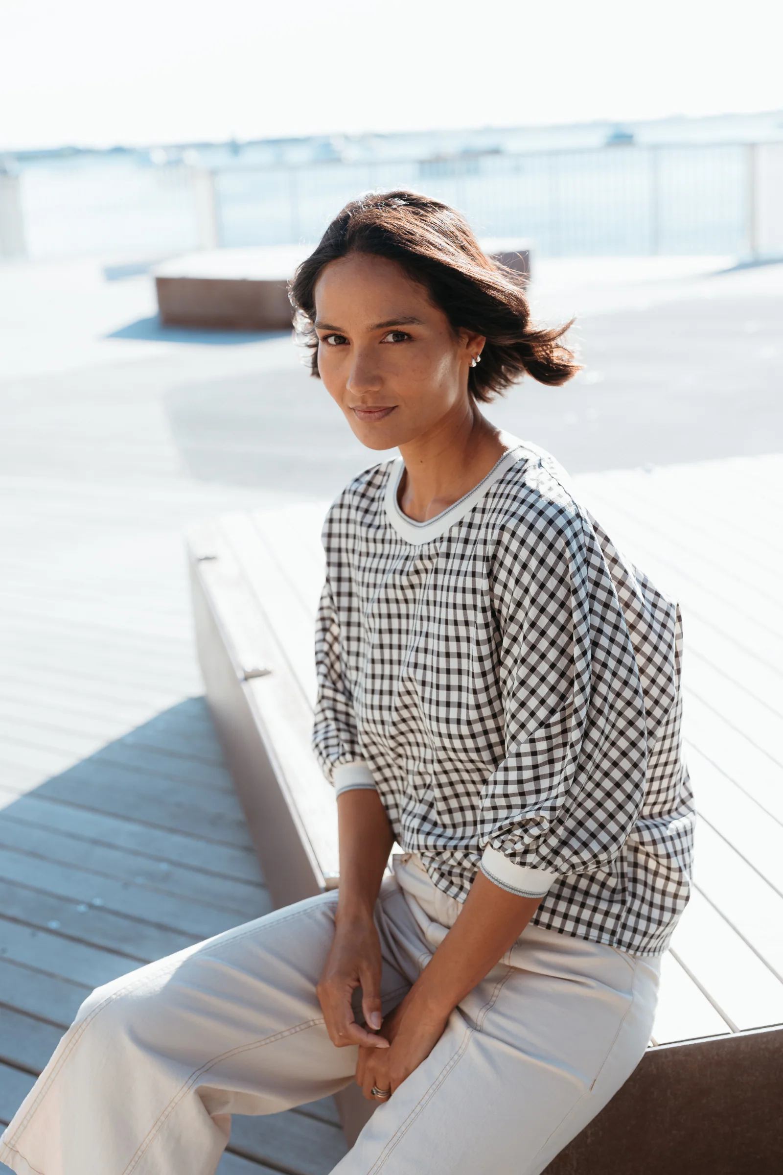 Et Alia Aroha Top - Monochrome Check - Image 13