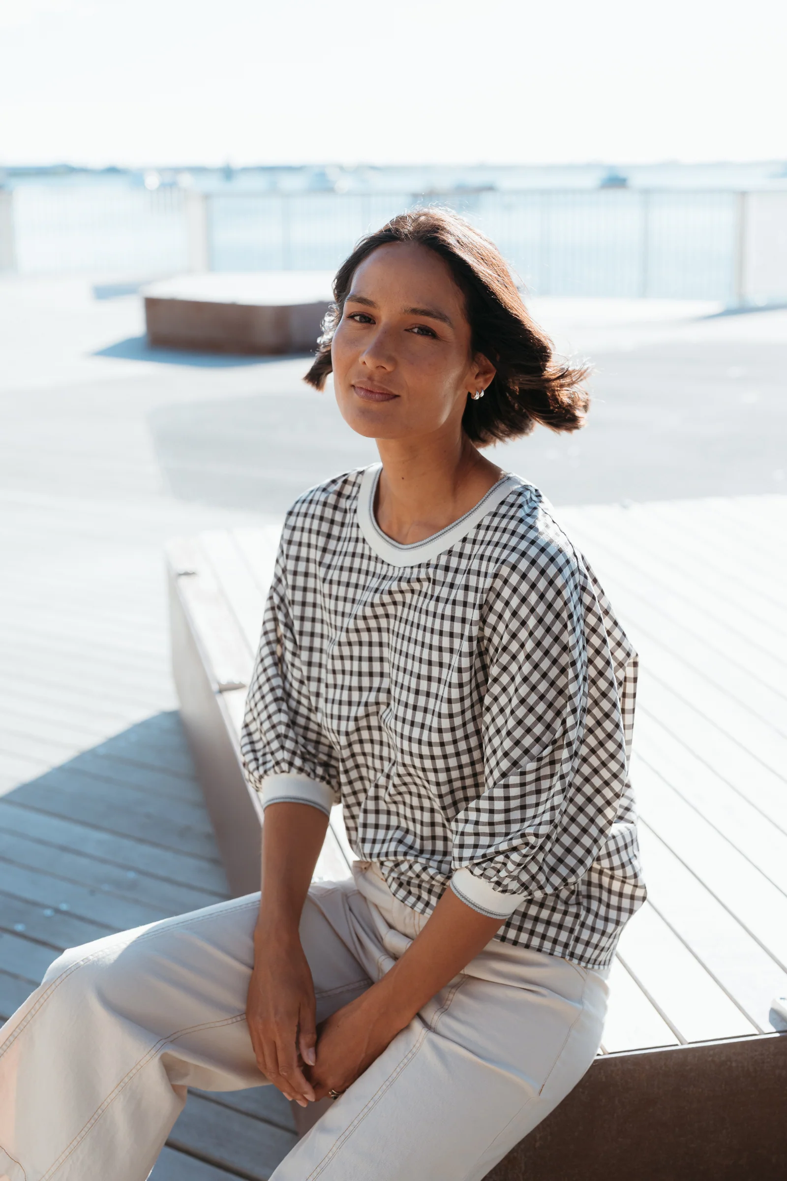 Et Alia Aroha Top - Monochrome Check - Image 14