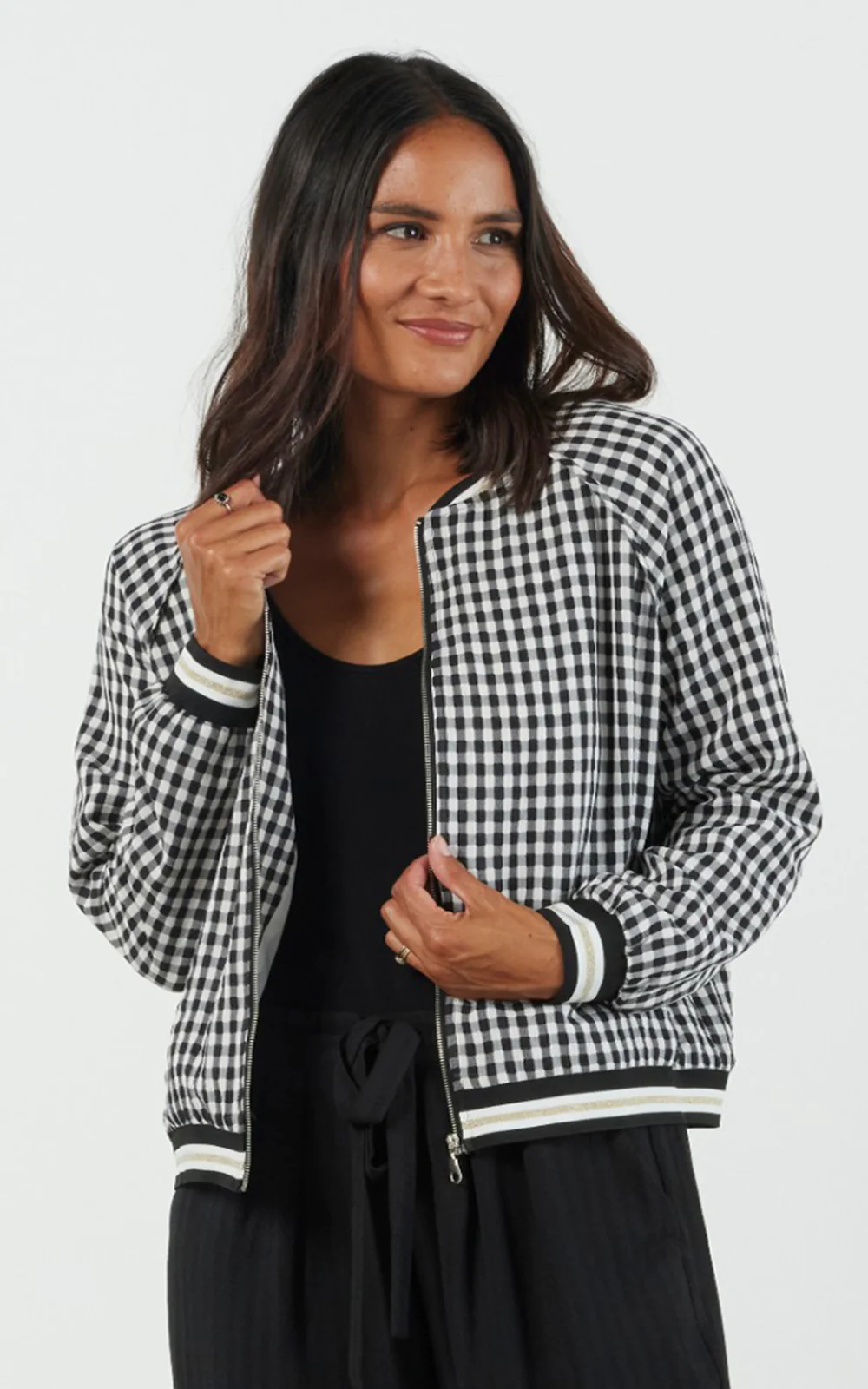 Et Alia Bobby Bomber - Black/White Check - Image 2
