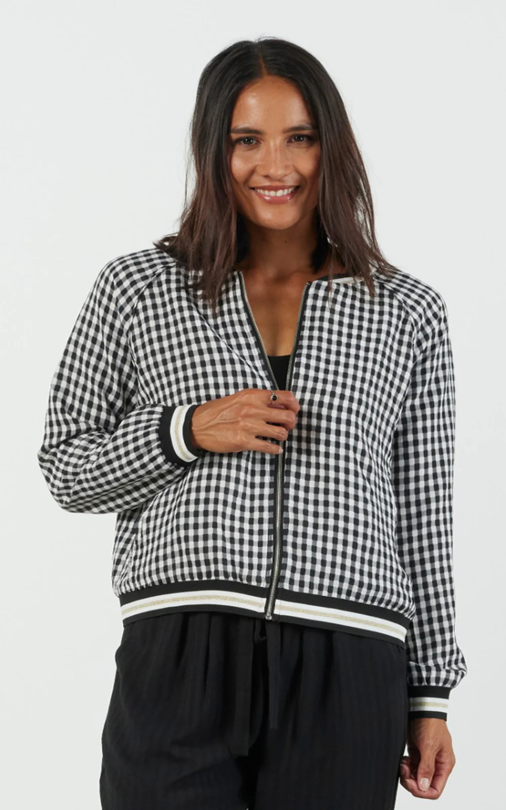 Et Alia Bobby Bomber - Black/White Check - Image 3