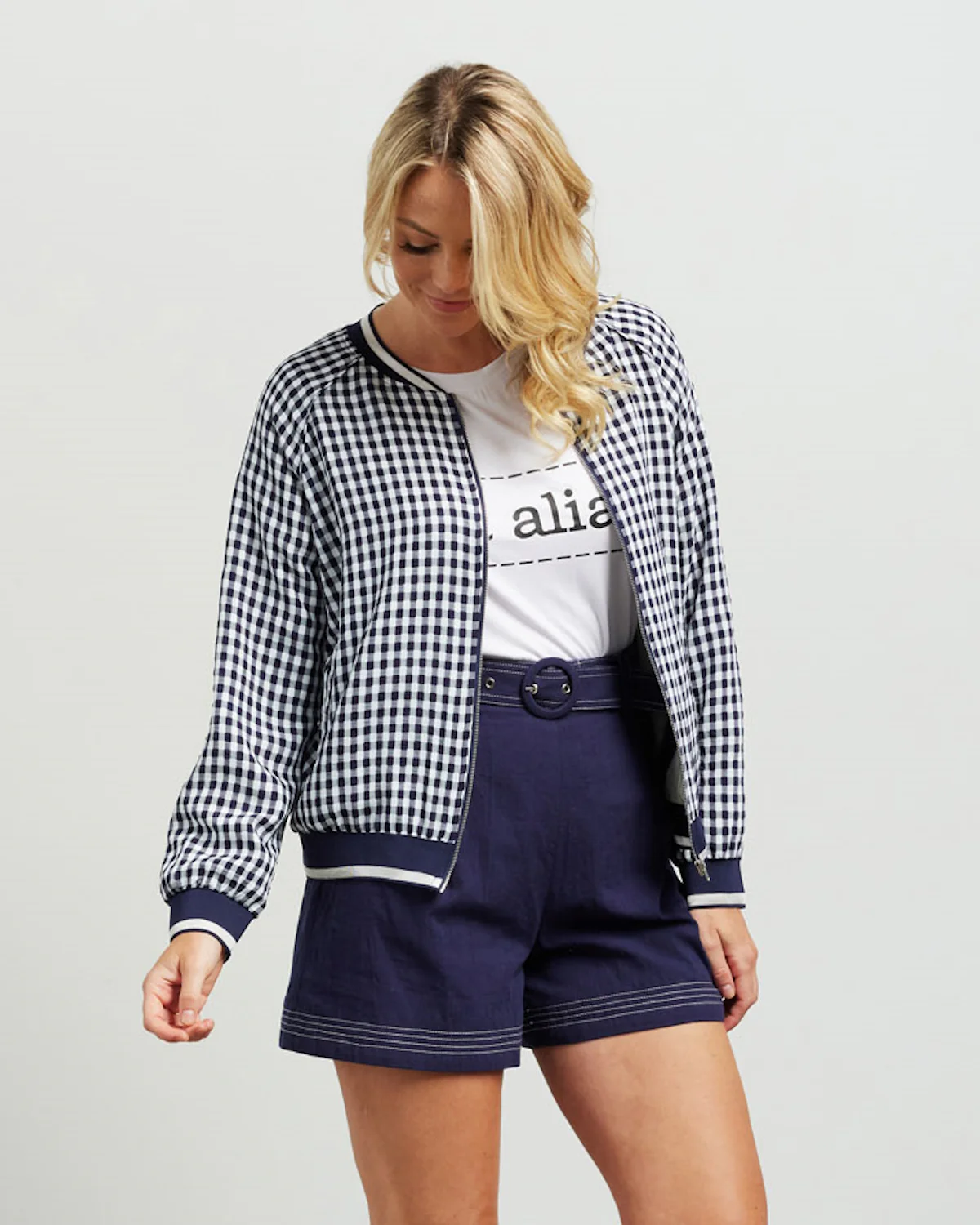 Et Alia Bobby Bomber - Ink/White Check - Image 2
