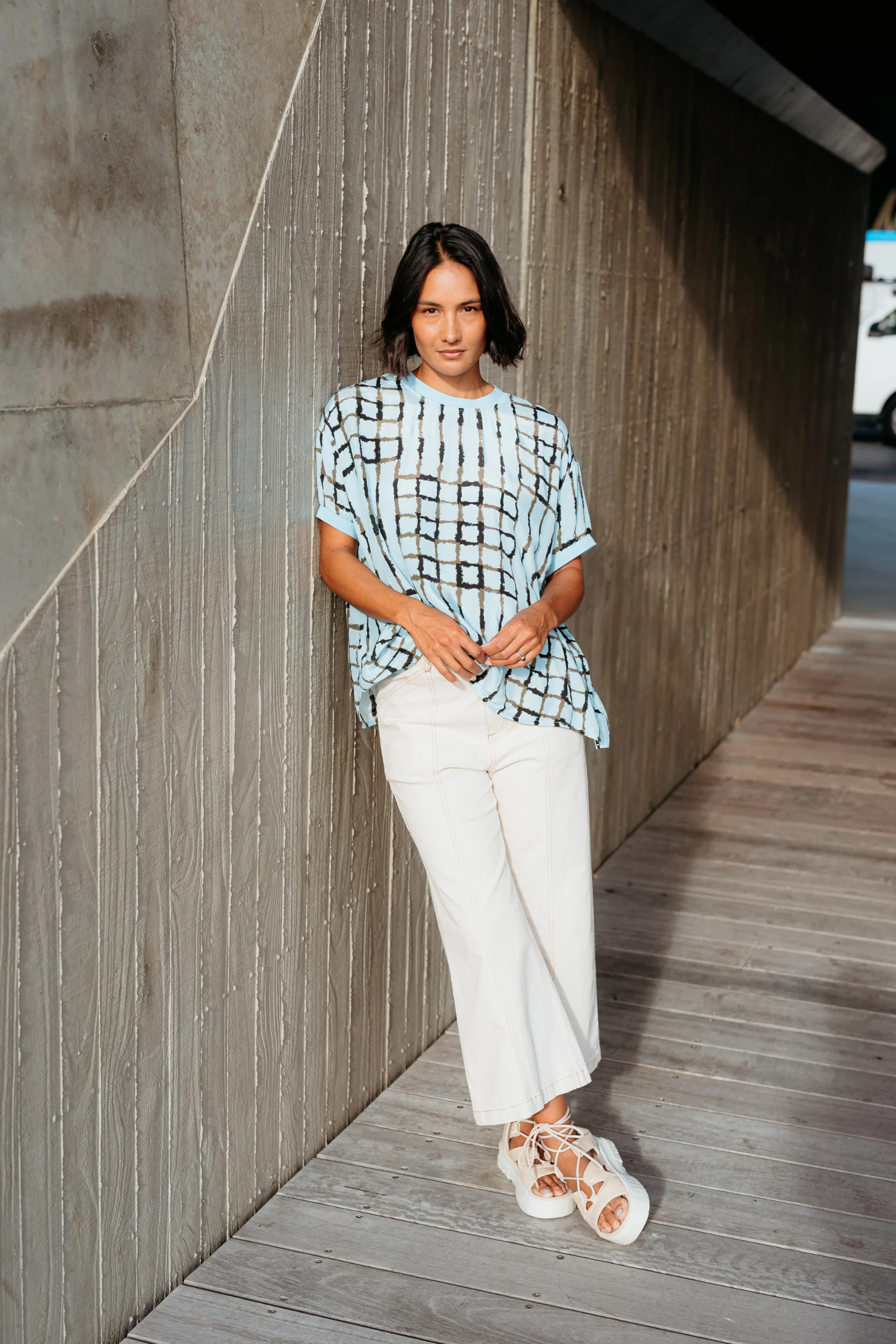 Et Alia Brea Top - Skyline Plaid - Image 10