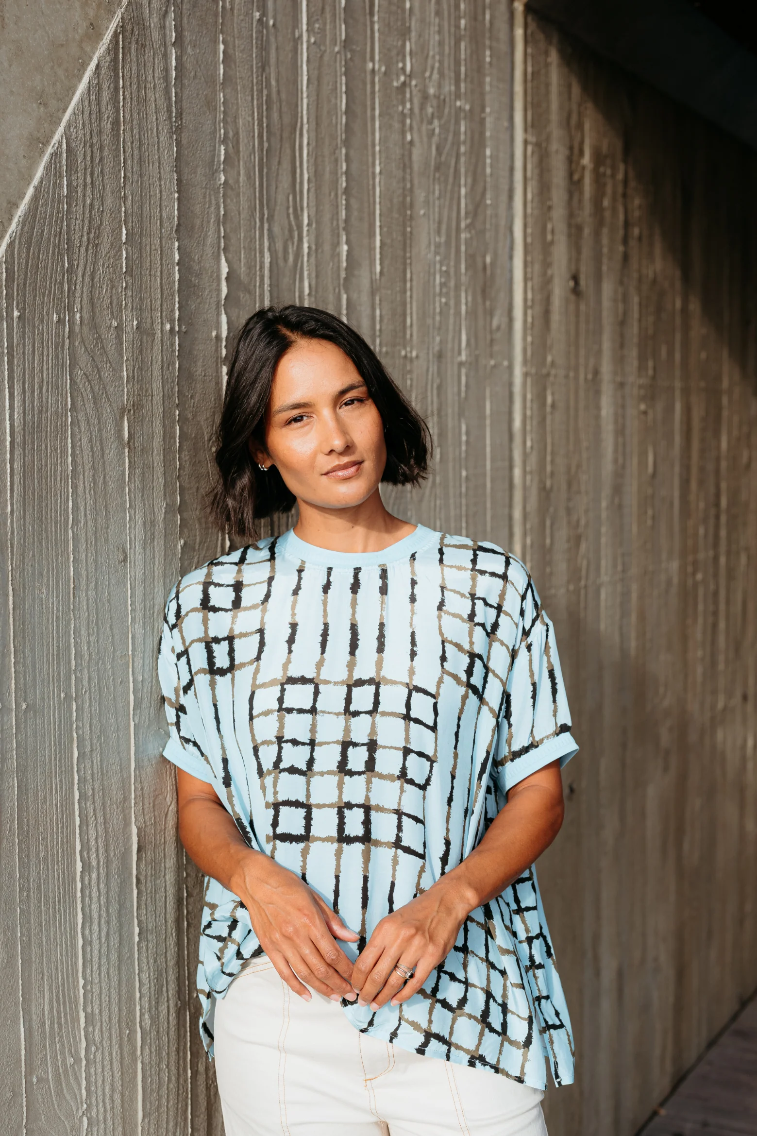 Et Alia Brea Top - Skyline Plaid - Image 11