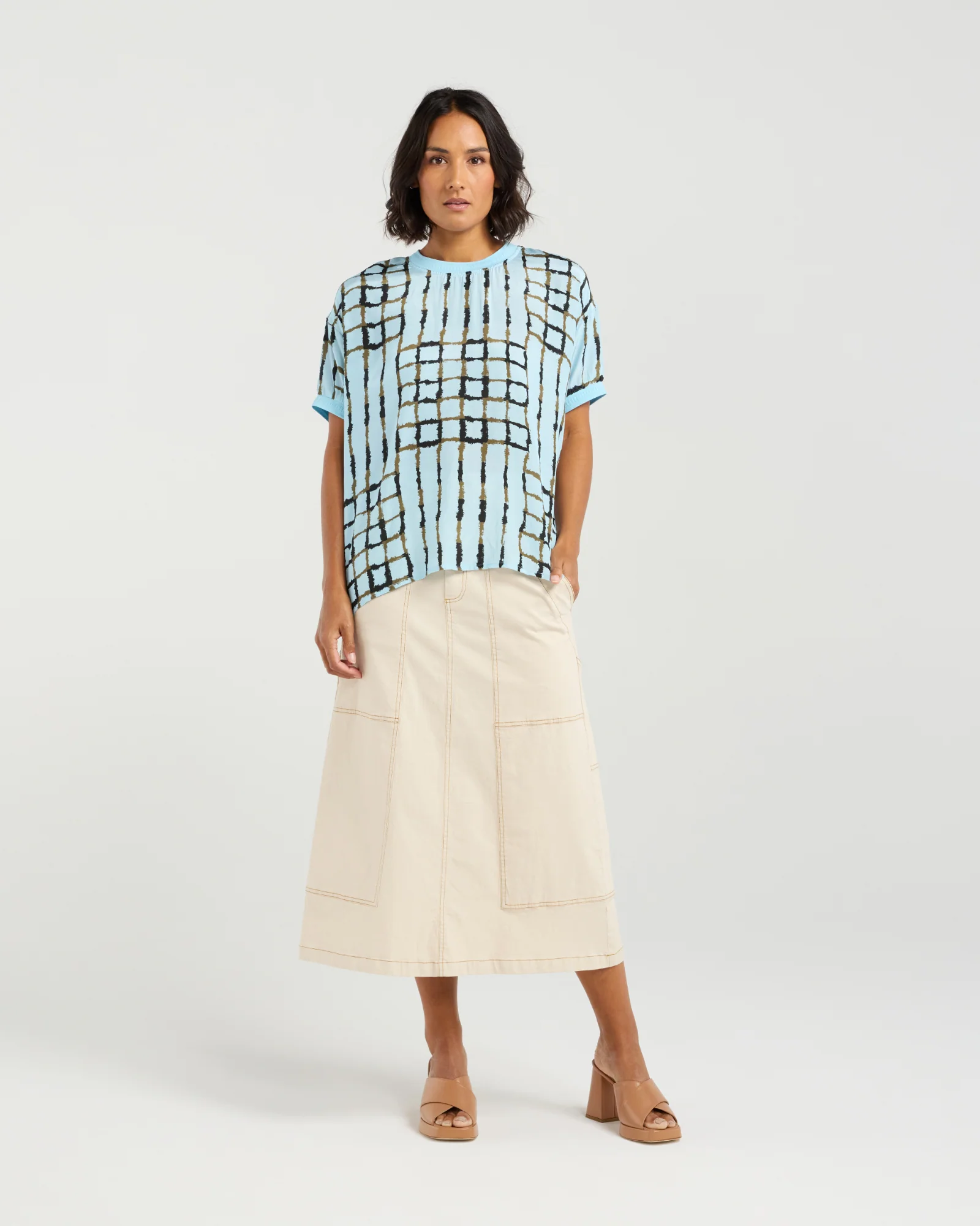 Et Alia Brea Top - Skyline Plaid - Image 16