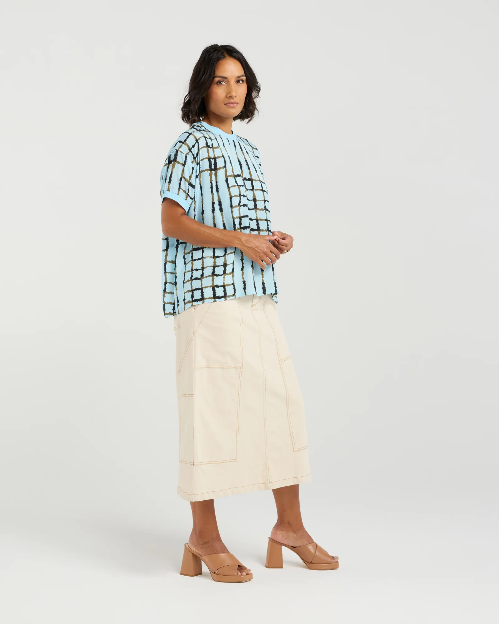 Et Alia Brea Top - Skyline Plaid - Image 18