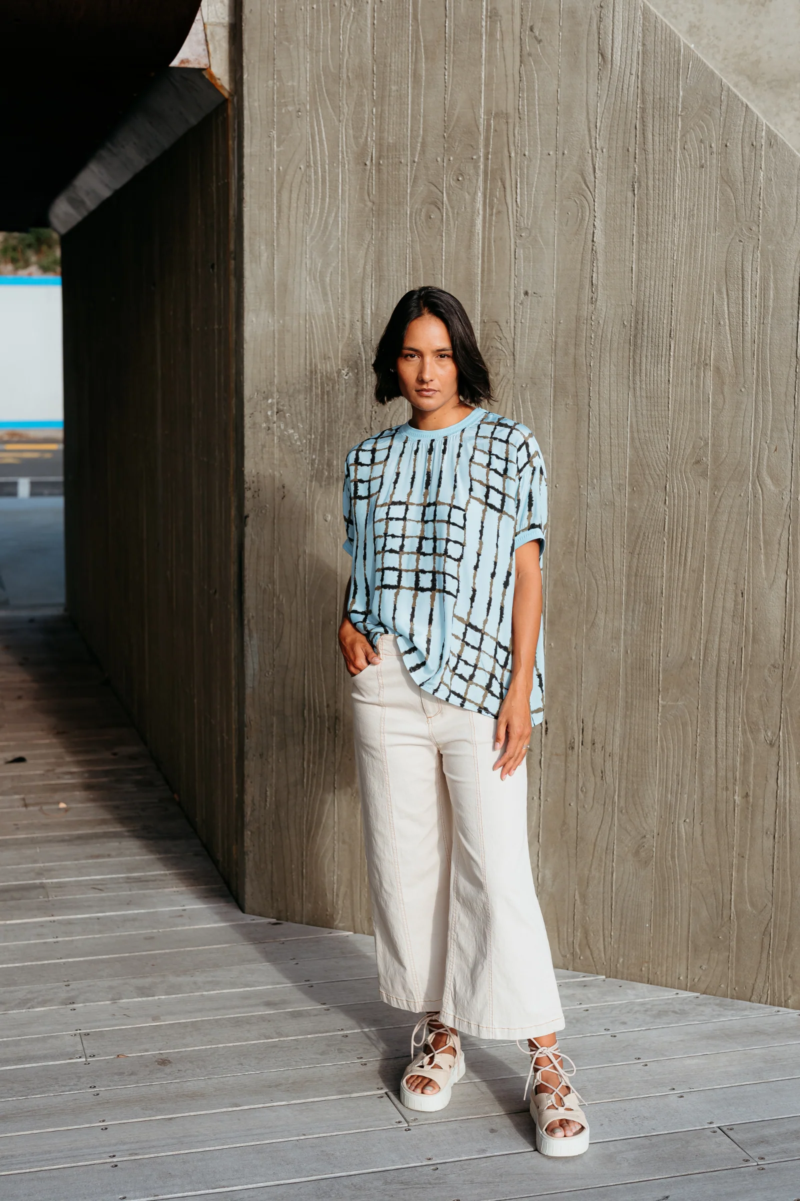 Et Alia Brea Top - Skyline Plaid - Image 5