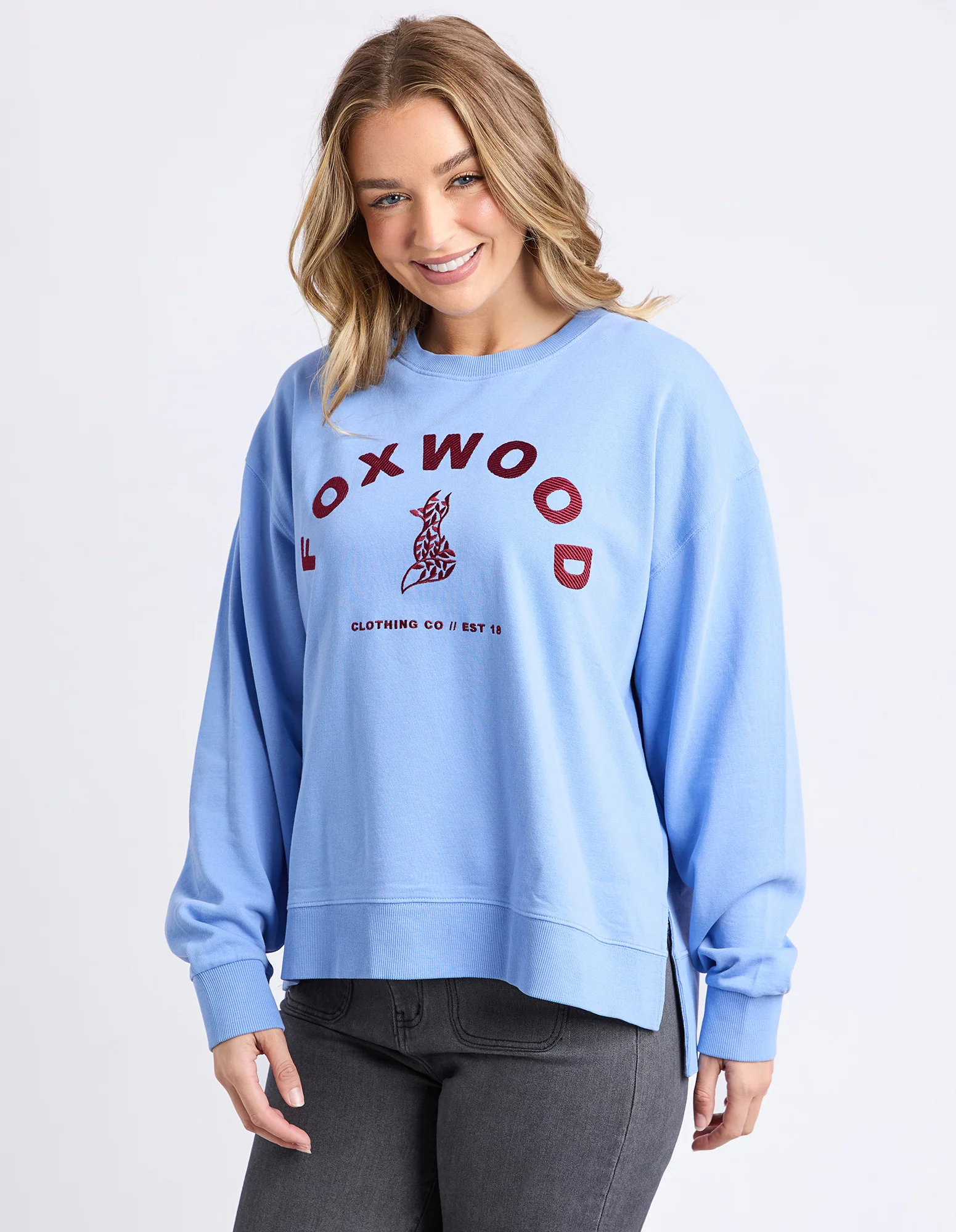 Foxwood Effortless Contrast Crew - Azurine Blue